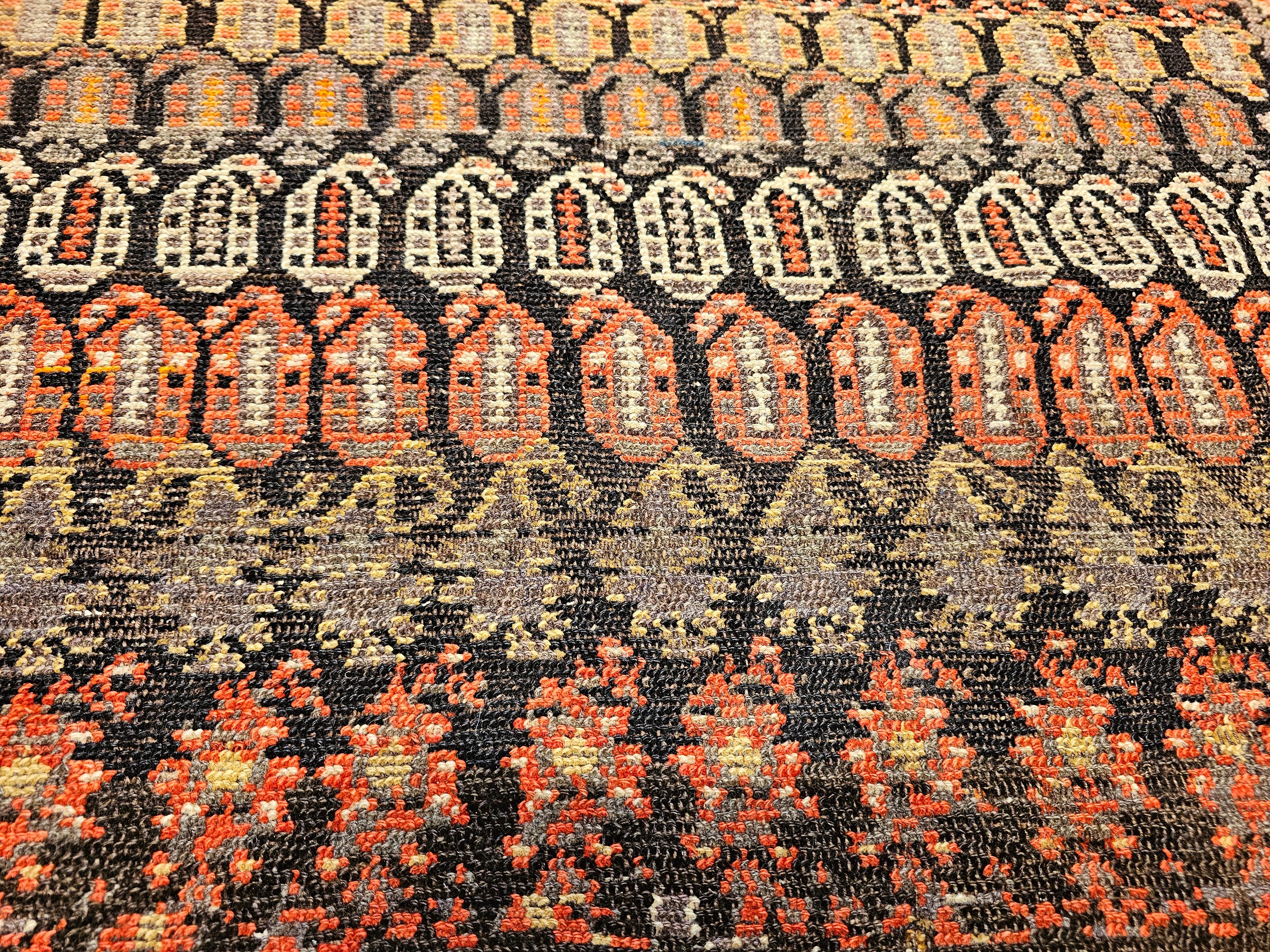Vintage Persian Malayer Area Rug in Allover Paisley Pattern in Brown & Red Tones For Sale 4