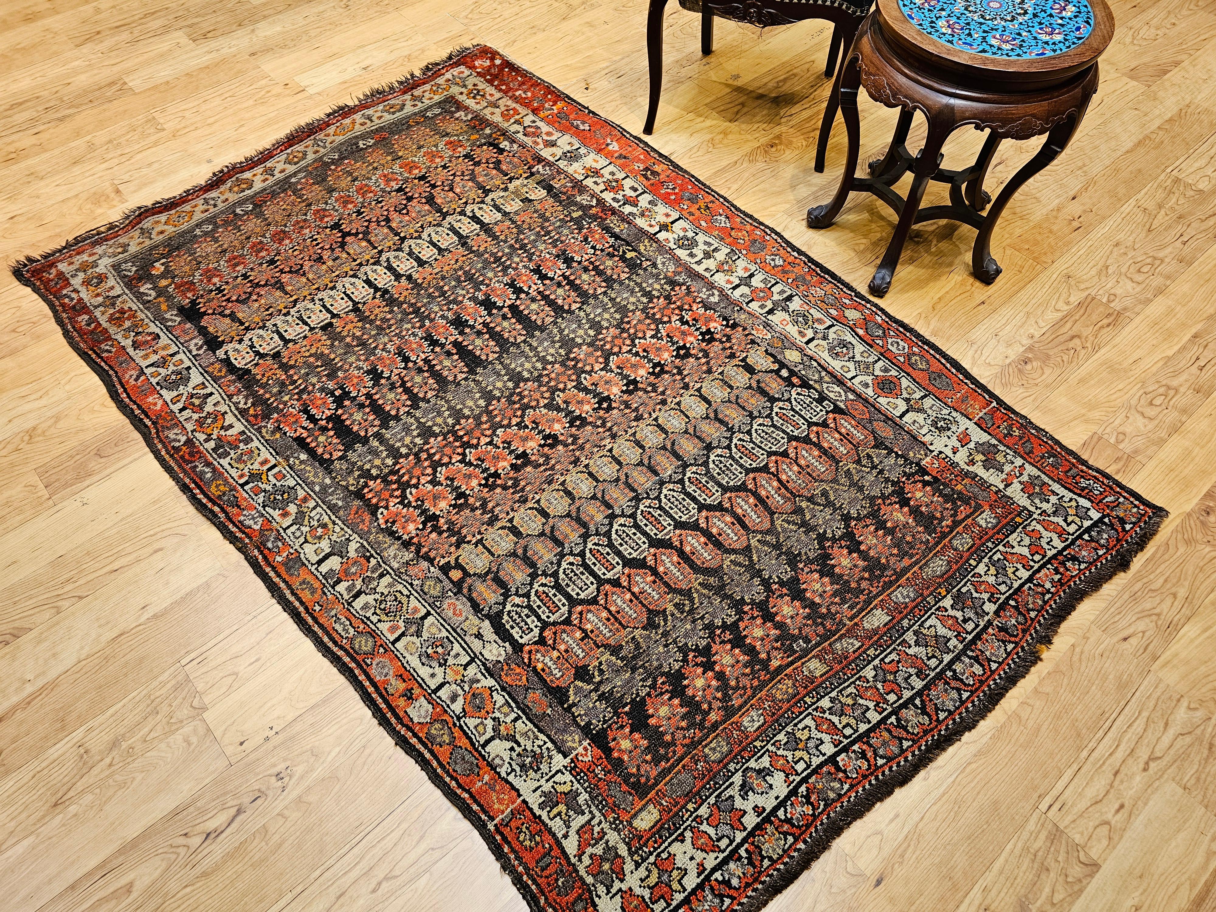 Vintage Persian Malayer Area Rug in Allover Paisley Pattern in Brown & Red Tones For Sale 6