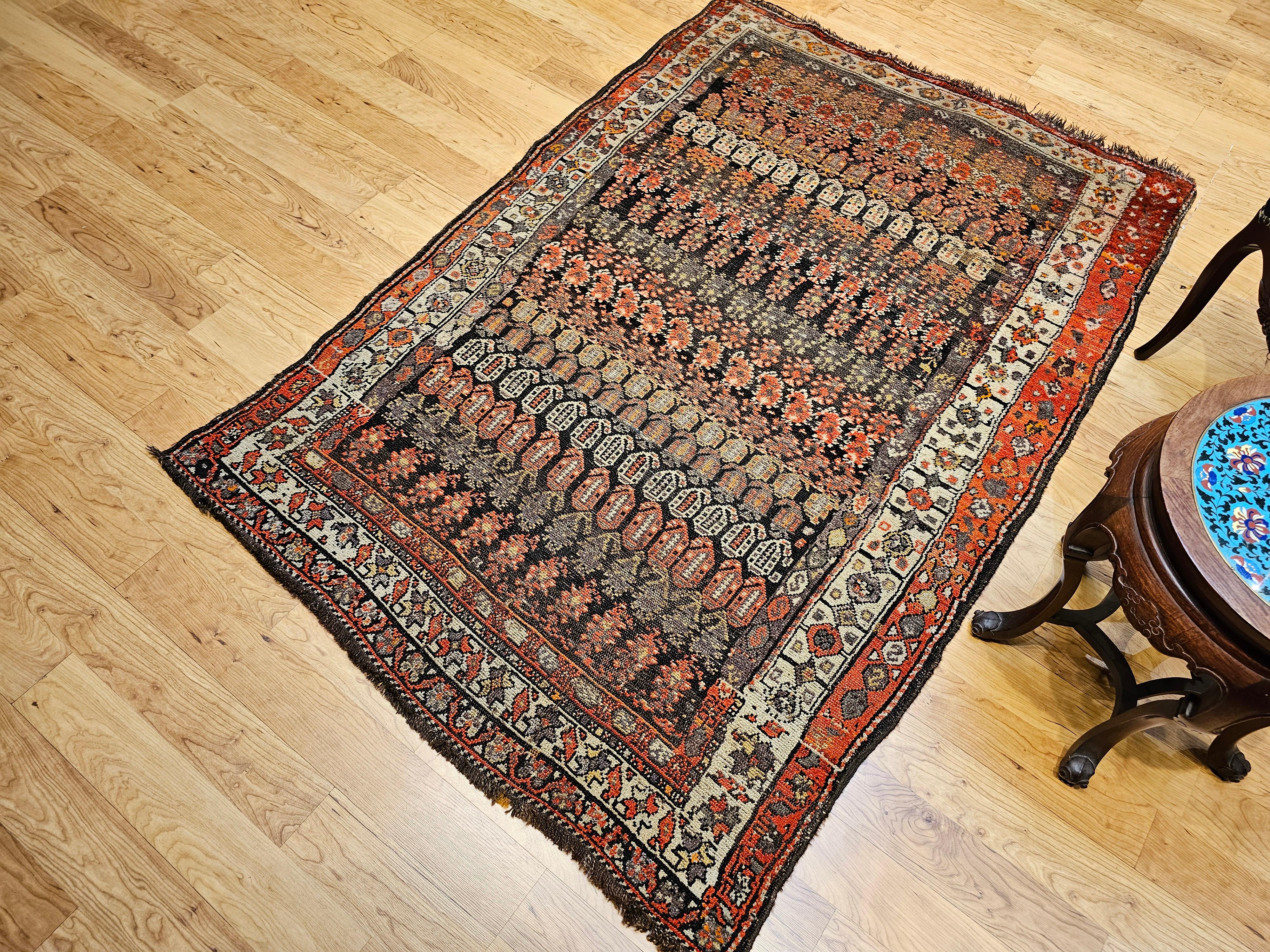 Vintage Persian Malayer Area Rug in Allover Paisley Pattern in Brown & Red Tones For Sale 8