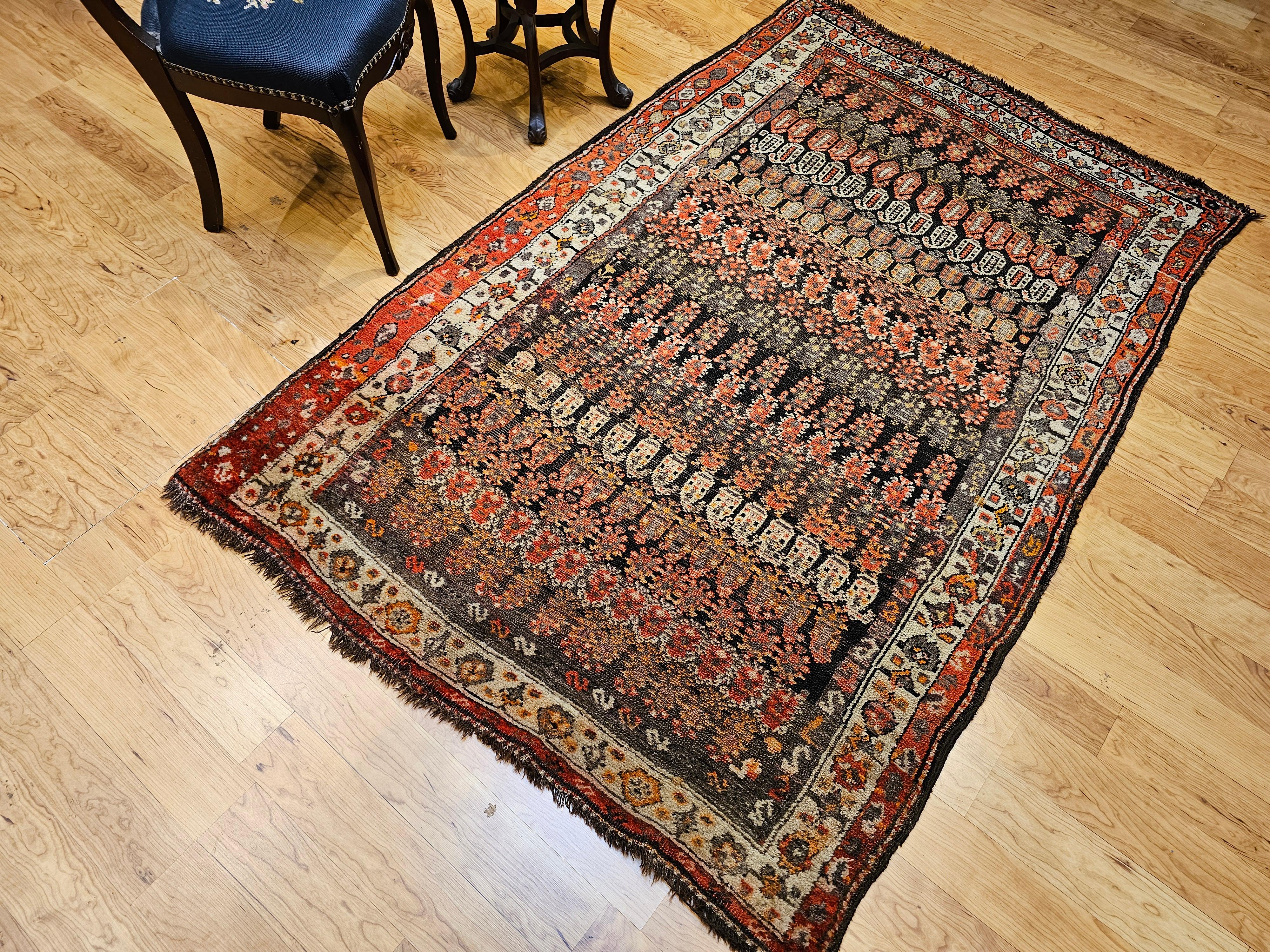 Vintage Persian Malayer Area Rug in Allover Paisley Pattern in Brown & Red Tones For Sale 11