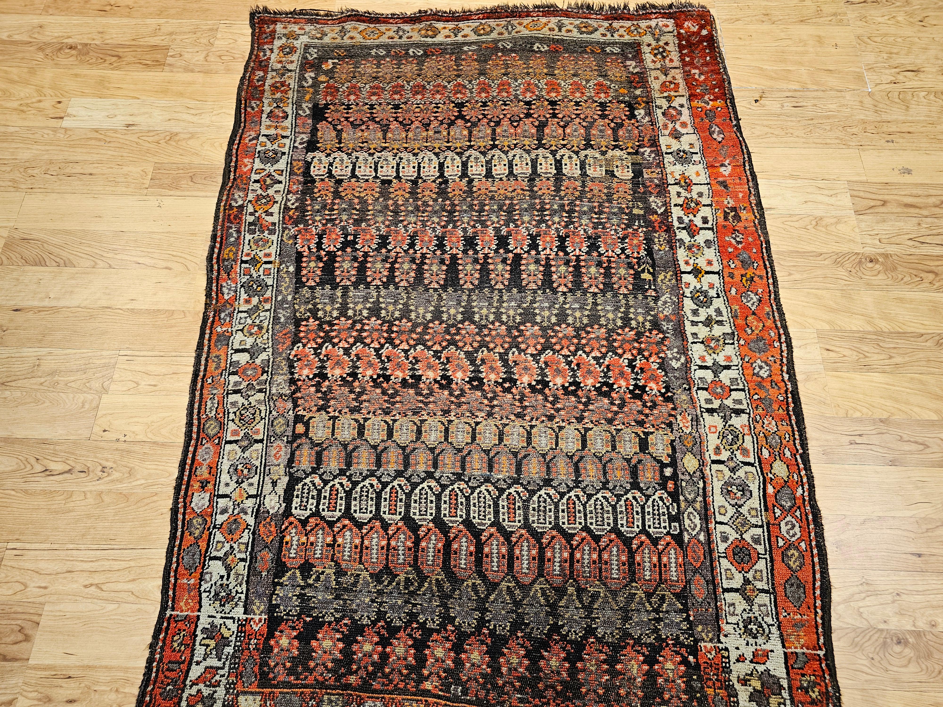 20th Century Vintage Persian Malayer Area Rug in Allover Paisley Pattern in Brown & Red Tones For Sale