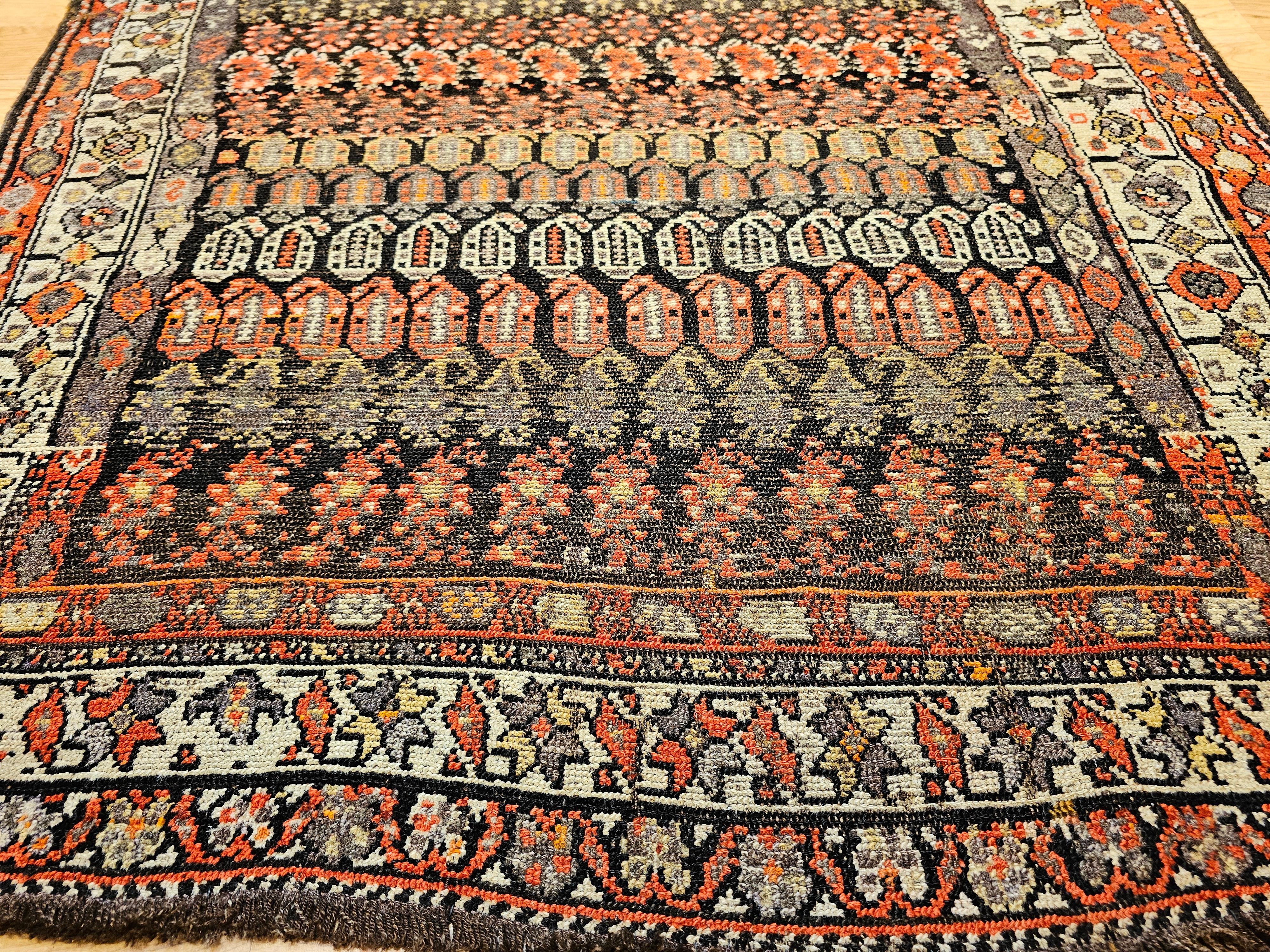 Wool Vintage Persian Malayer Area Rug in Allover Paisley Pattern in Brown & Red Tones For Sale