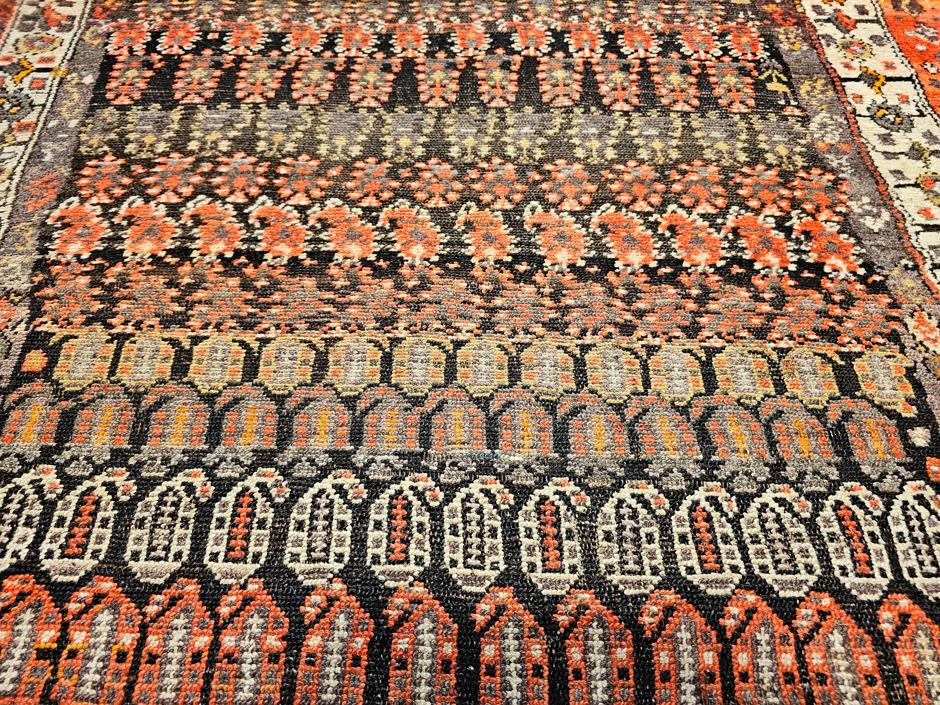 Vintage Persian Malayer Area Rug in Allover Paisley Pattern in Brown & Red Tones For Sale 1
