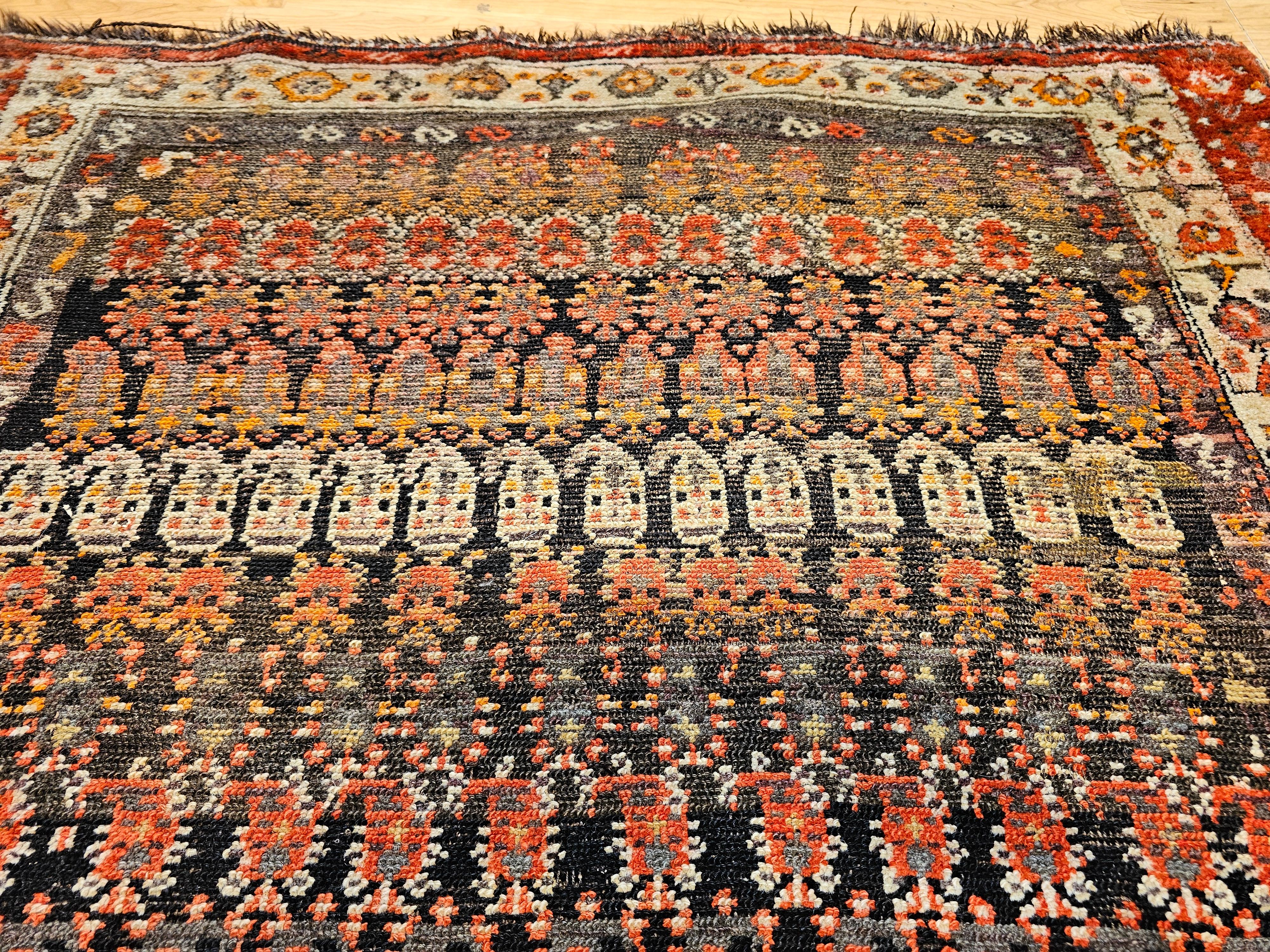 Vintage Persian Malayer Area Rug in Allover Paisley Pattern in Brown & Red Tones For Sale 2