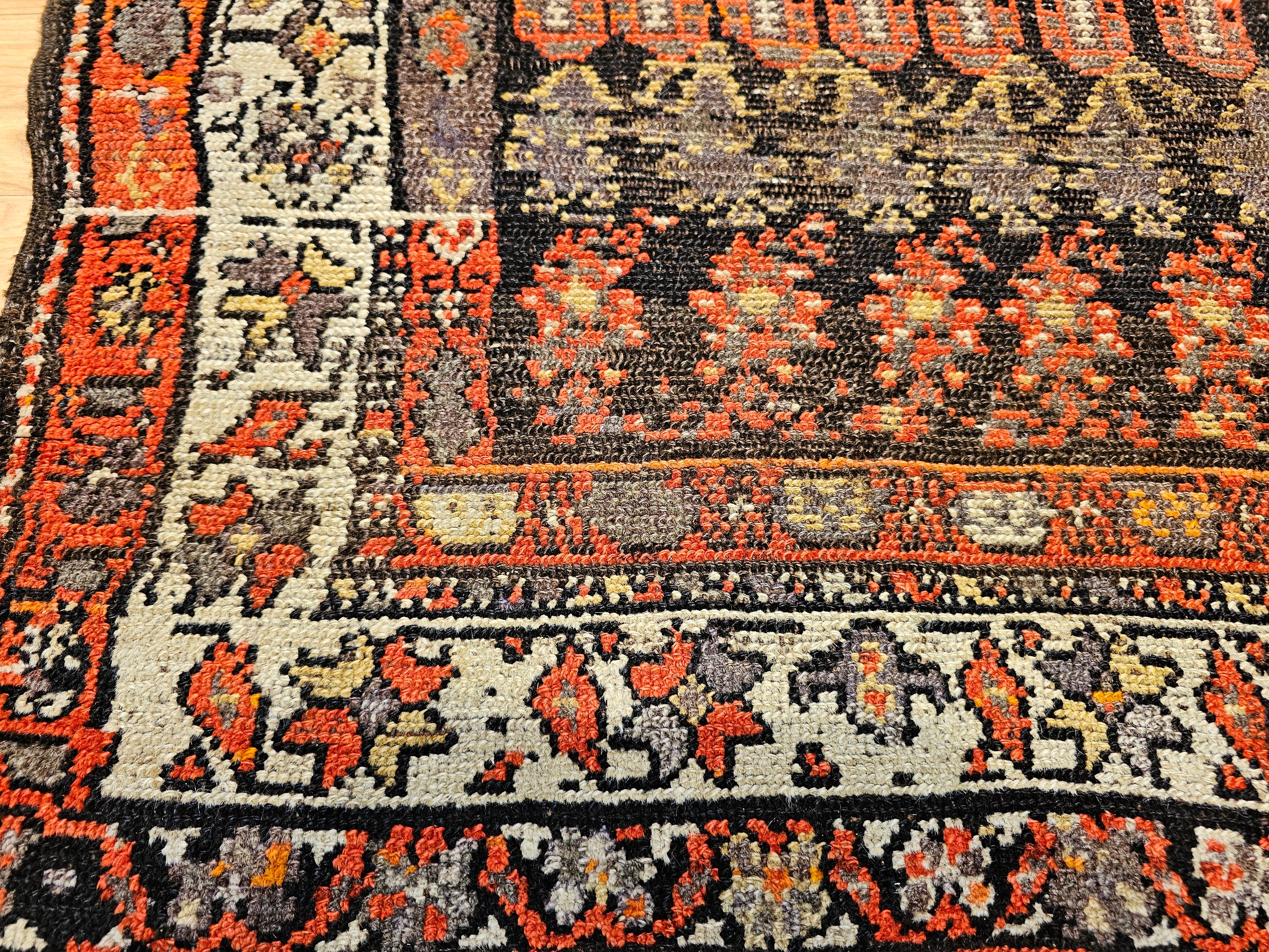 Vintage Persian Malayer Area Rug in Allover Paisley Pattern in Brown & Red Tones For Sale 3