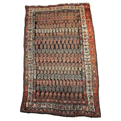 Alfombra Persa Malayer Vintage con diseño paisley en tonos marrones y rojos