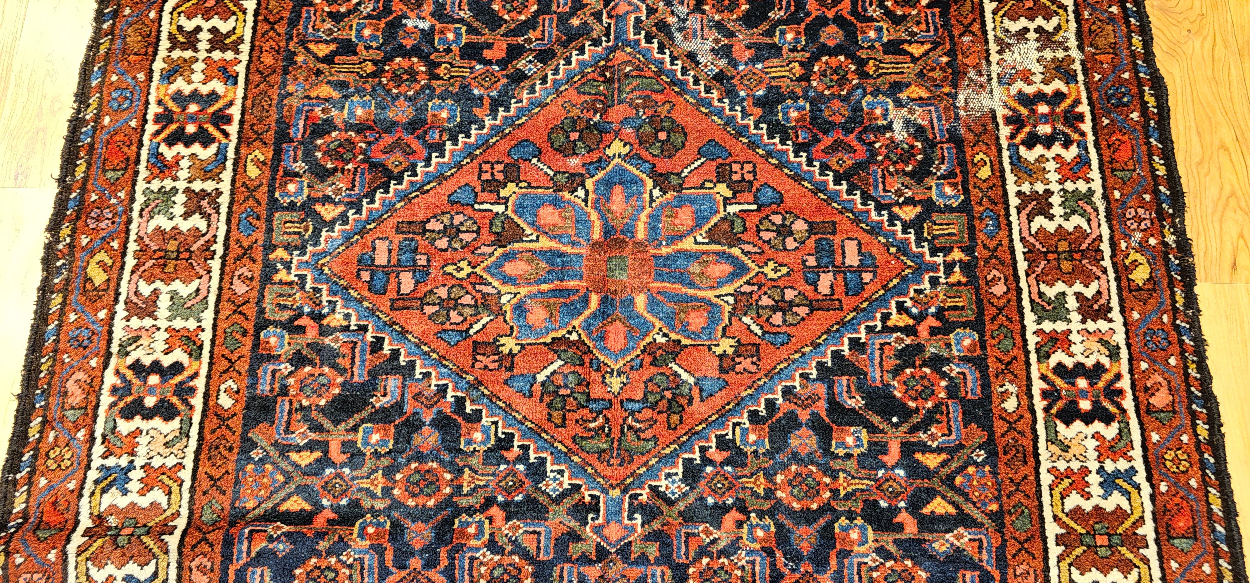 Persischer Malayer-Teppich mit Allover-Muster in Marine, Rot, Blau und Braun im Angebot 4