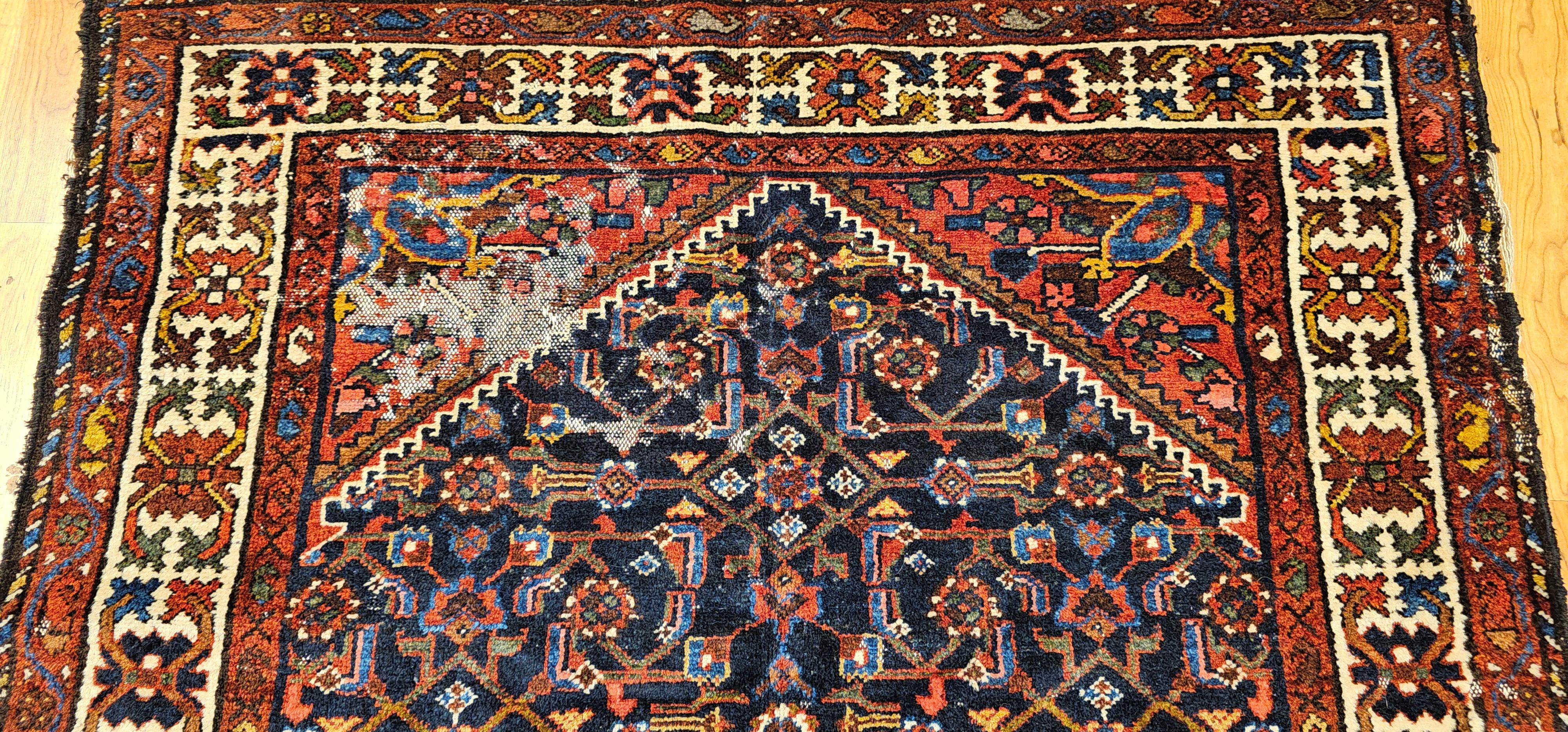Persischer Malayer-Teppich mit Allover-Muster in Marine, Rot, Blau und Braun im Angebot 5