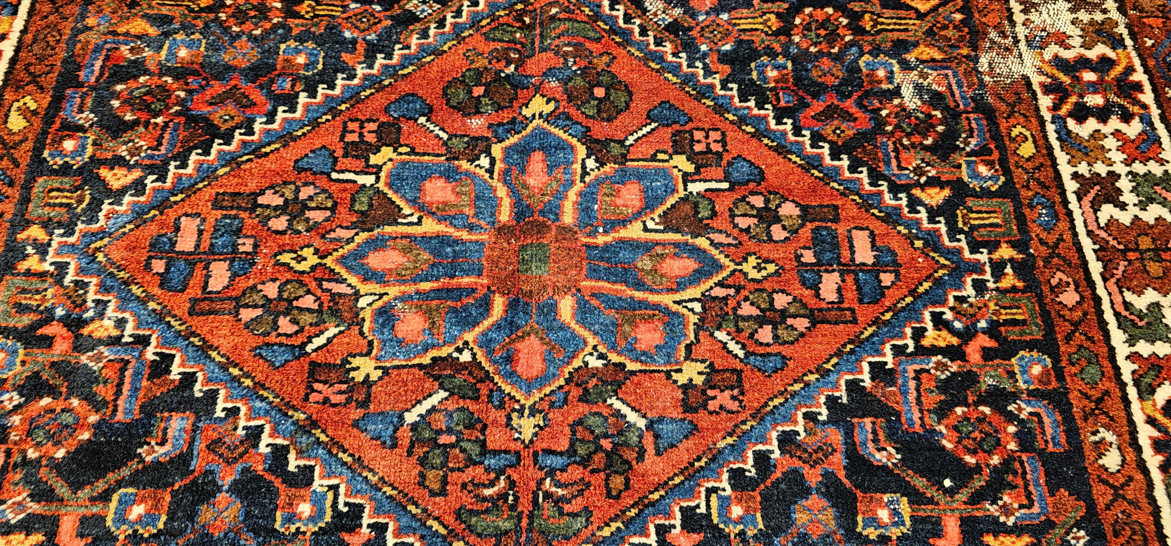 Persischer Malayer-Teppich mit Allover-Muster in Marine, Rot, Blau und Braun im Angebot 8