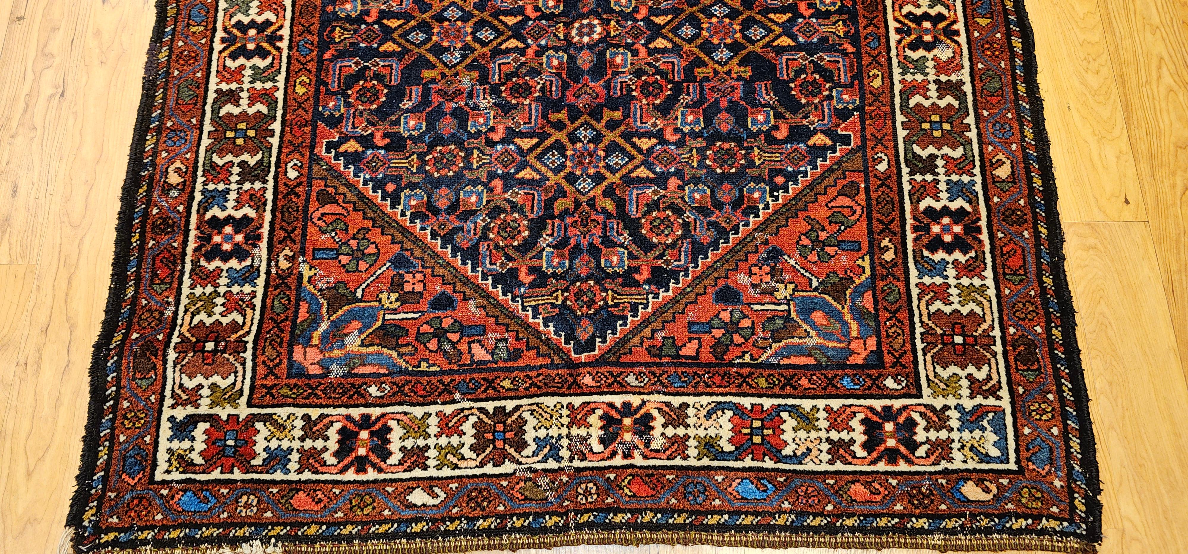 Persischer Malayer-Teppich mit Allover-Muster in Marine, Rot, Blau und Braun im Angebot 3