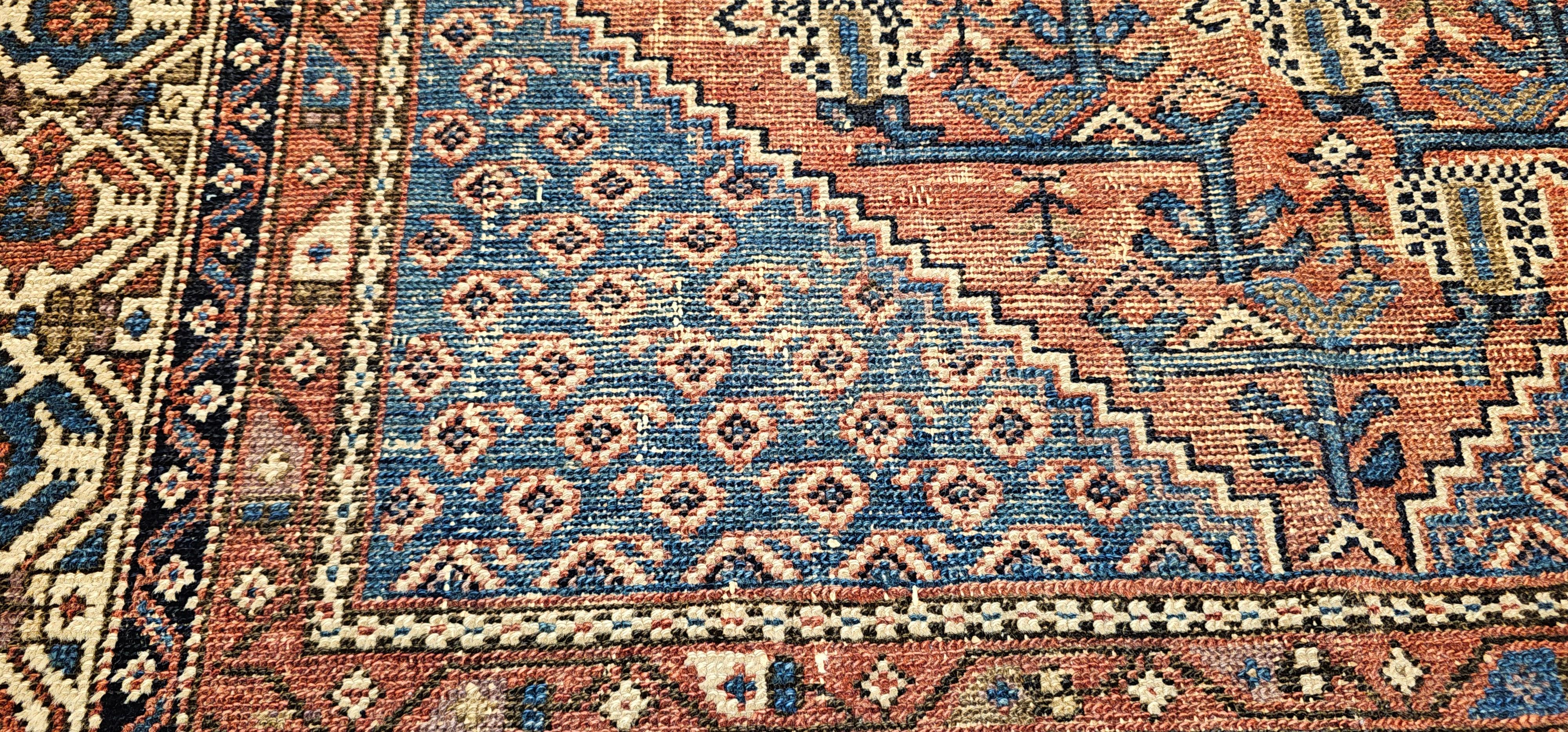 Vintage Persian Malayer Area Rug in Allover-Muster in Rot, Elfenbein, Blau im Angebot 4