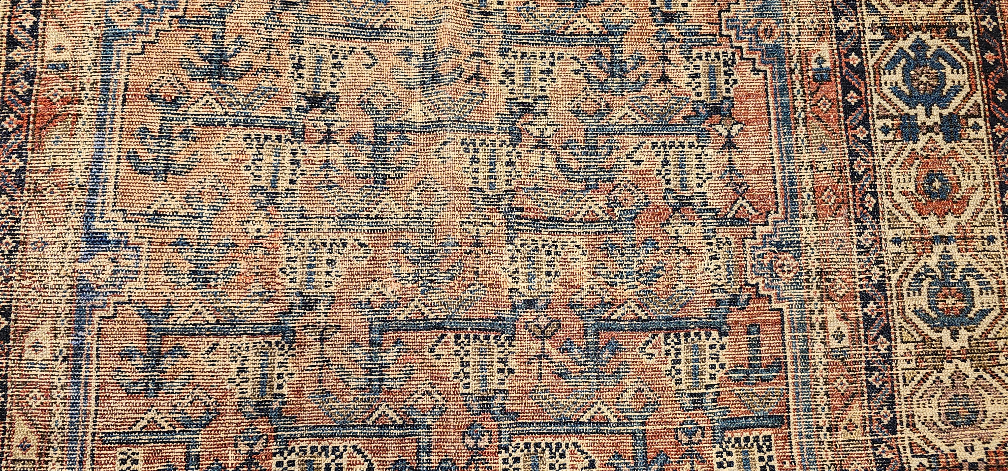 Vintage Persian Malayer Area Rug in Allover-Muster in Rot, Elfenbein, Blau im Angebot 6
