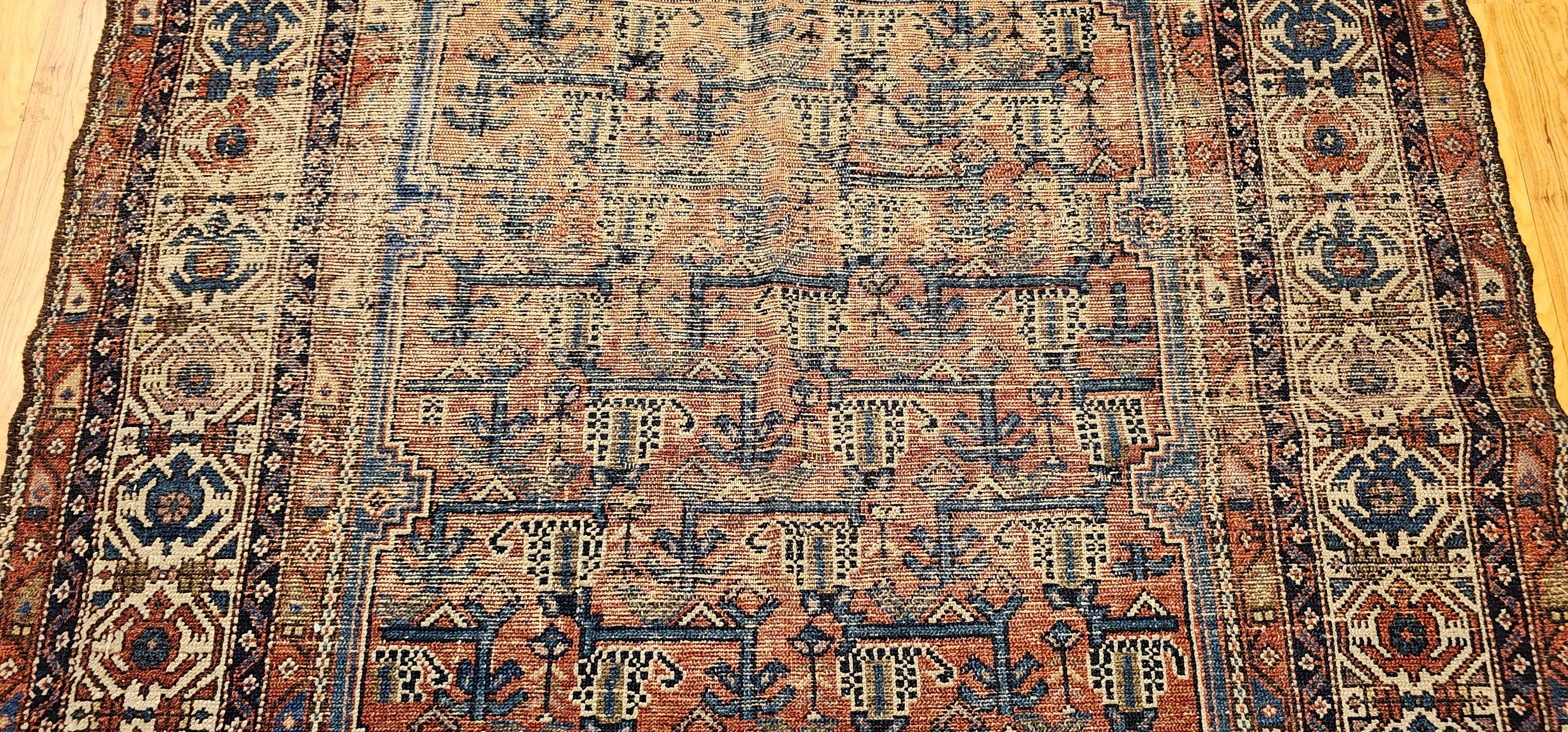 Vintage Persian Malayer Area Rug in Allover-Muster in Rot, Elfenbein, Blau im Zustand „Gut“ im Angebot in Barrington, IL