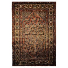 Vintage Persian Malayer Area Rug in Allover-Muster in Rot, Elfenbein, Blau