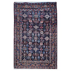 Vintage Persian Malayer Area Rug in an Allover Pattern in Navy, Red, Pink, Blue