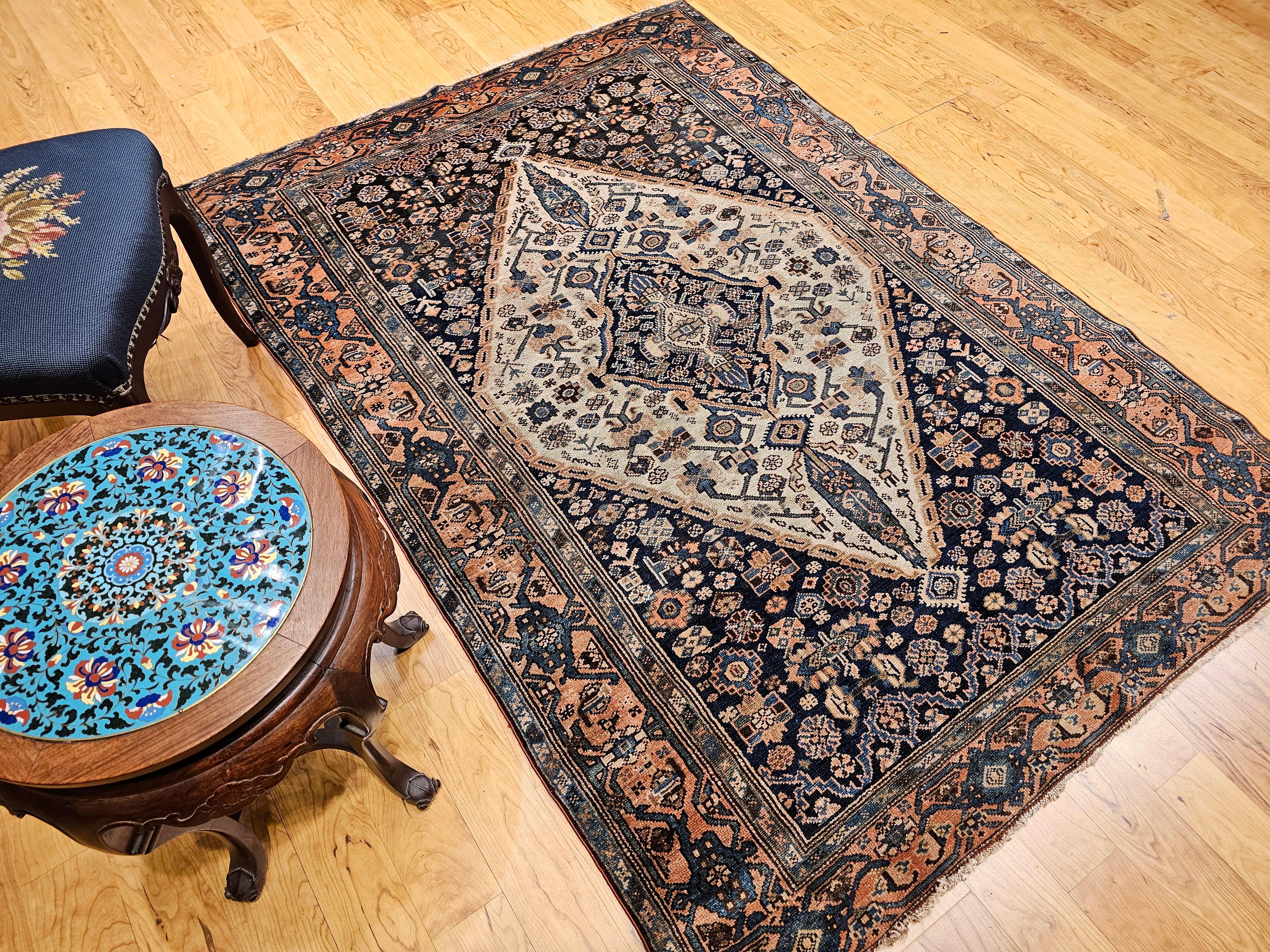 Persischer Malayer-Teppich im Vintage-Stil mit geometrischem Medaillon-Muster im Angebot 6