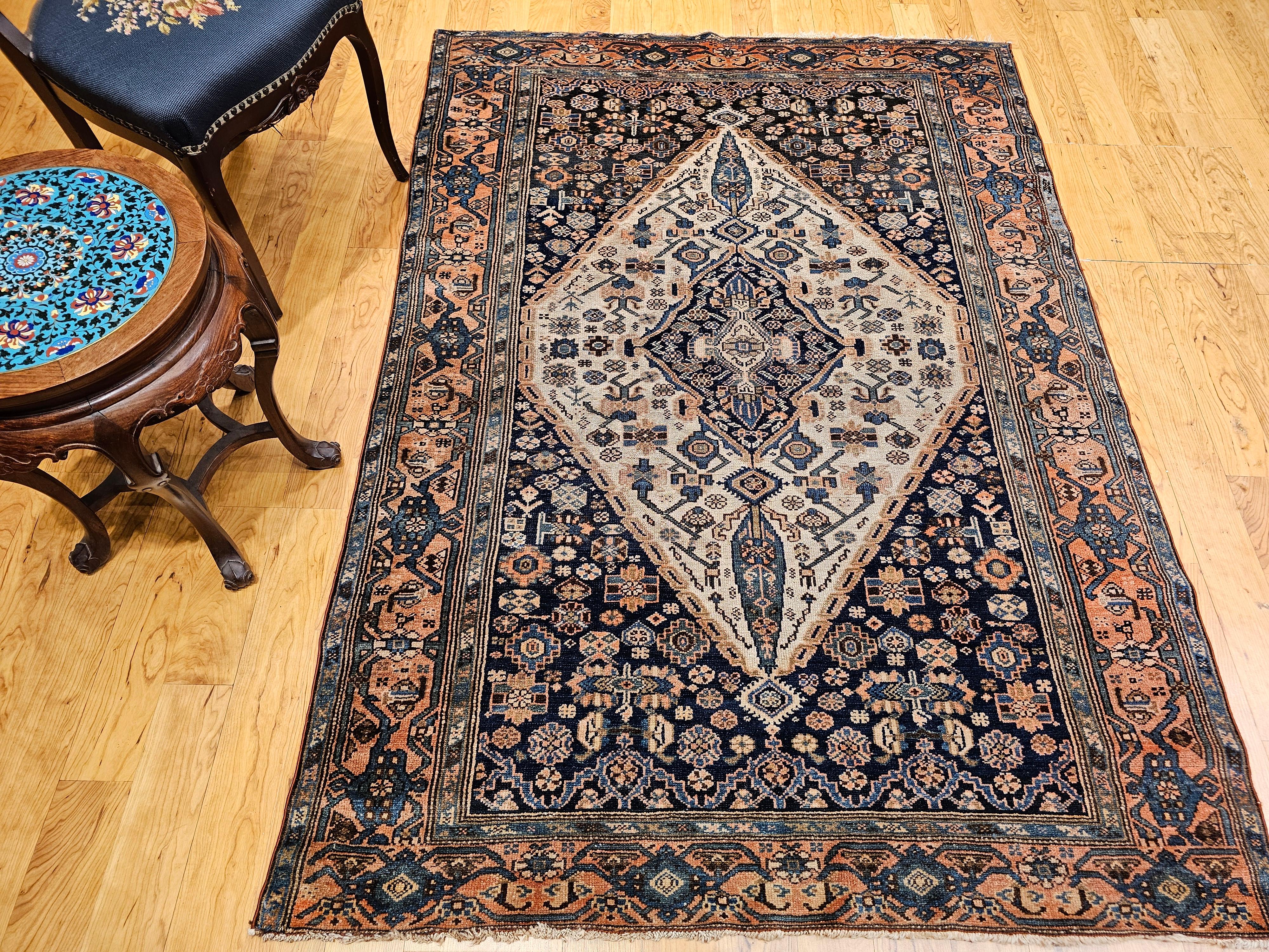 Persischer Malayer-Teppich im Vintage-Stil mit geometrischem Medaillon-Muster im Angebot 7