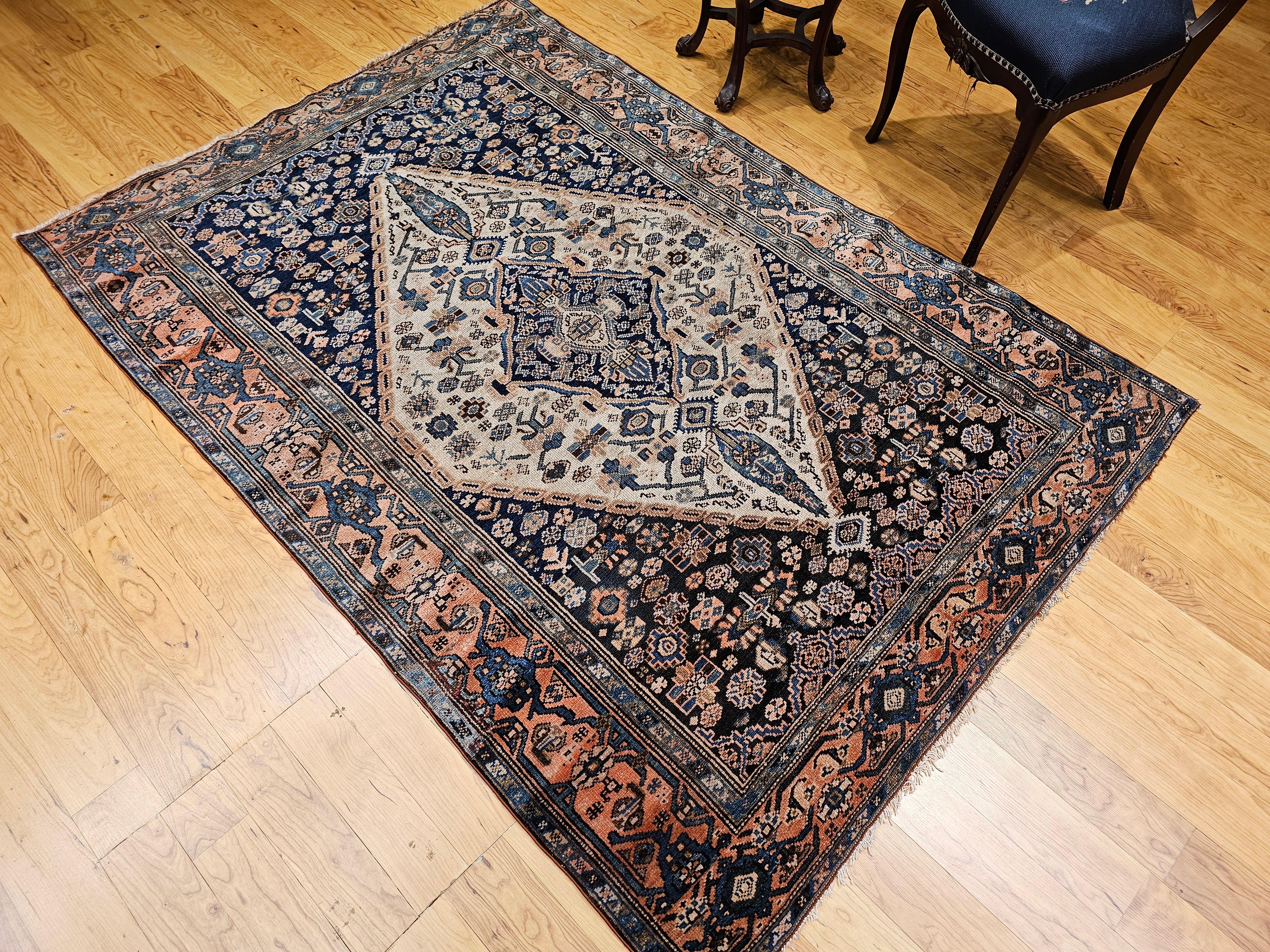 Persischer Malayer-Teppich im Vintage-Stil mit geometrischem Medaillon-Muster im Angebot 10