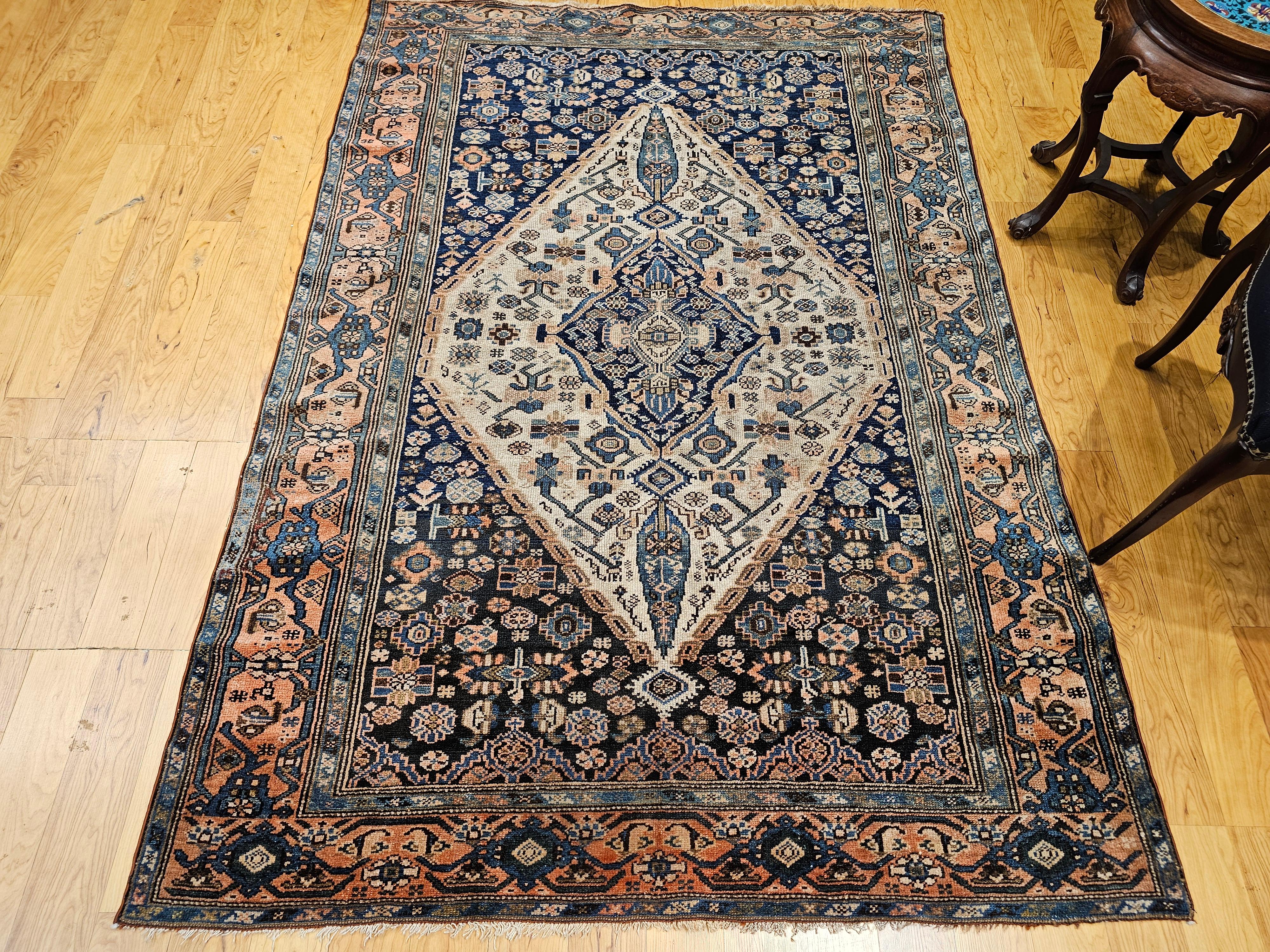 Persischer Malayer-Teppich im Vintage-Stil mit geometrischem Medaillon-Muster im Angebot 11
