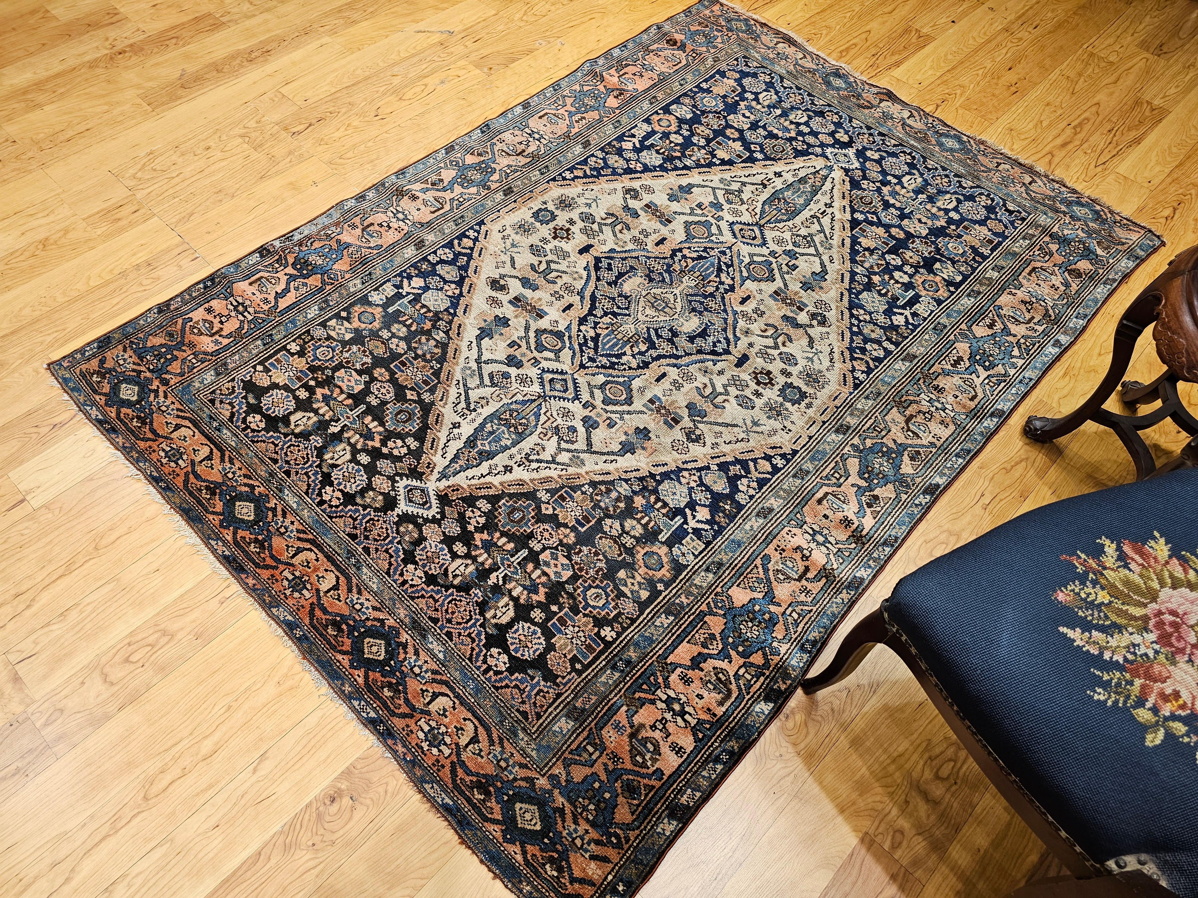 Persischer Malayer-Teppich im Vintage-Stil mit geometrischem Medaillon-Muster im Angebot 12
