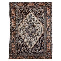 Vintage Persian Malayer Area Rug in Geometric Medallion Pattern