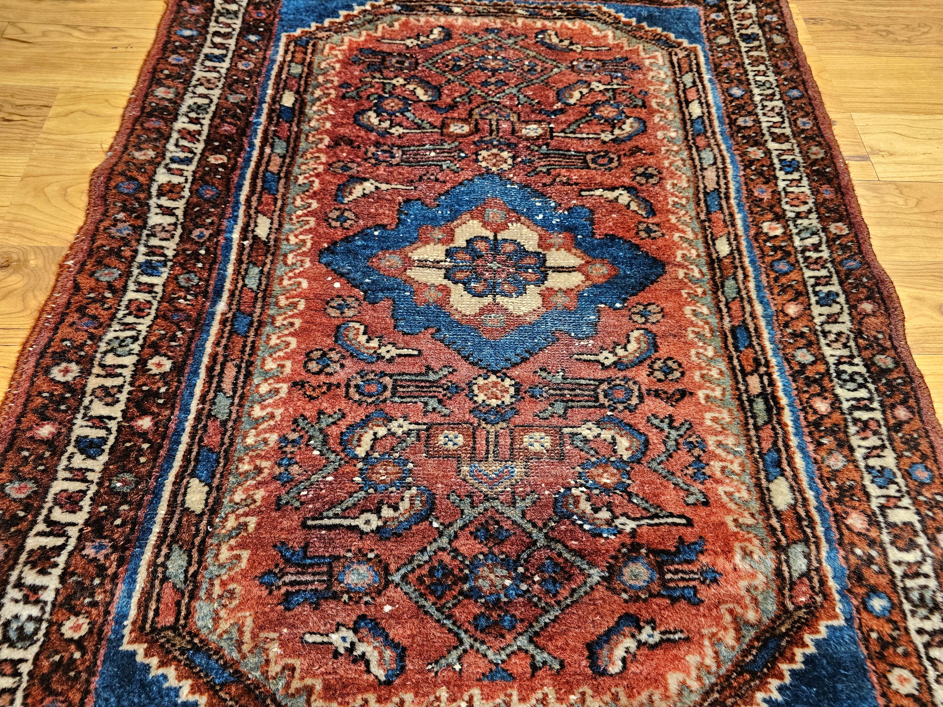 Alfombra persa vintage Malayer de diseño geométrico Herati Tejido a mano en venta