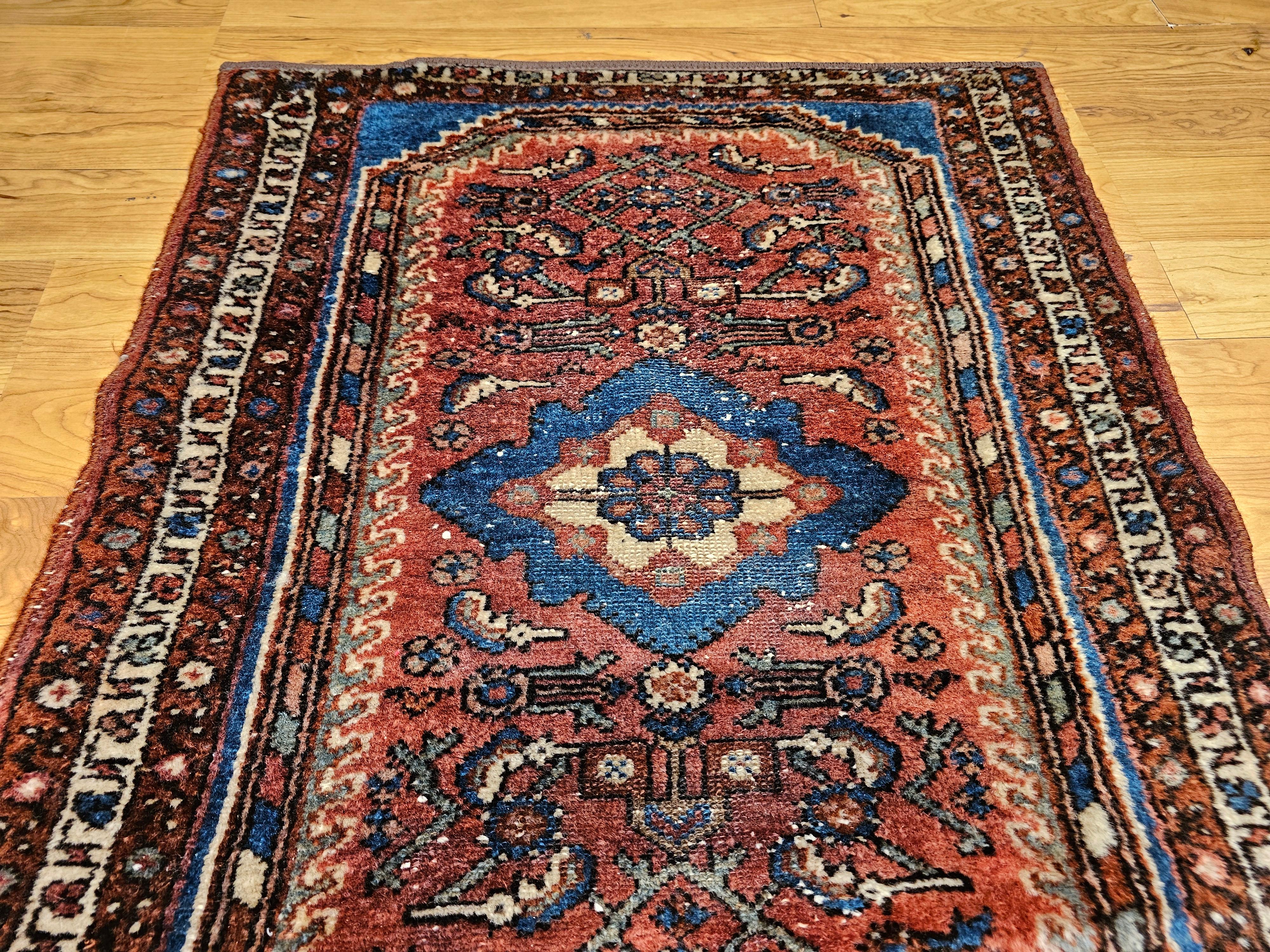 Alfombra persa vintage Malayer de diseño geométrico Herati en Bueno estado para la venta en Barrington, IL
