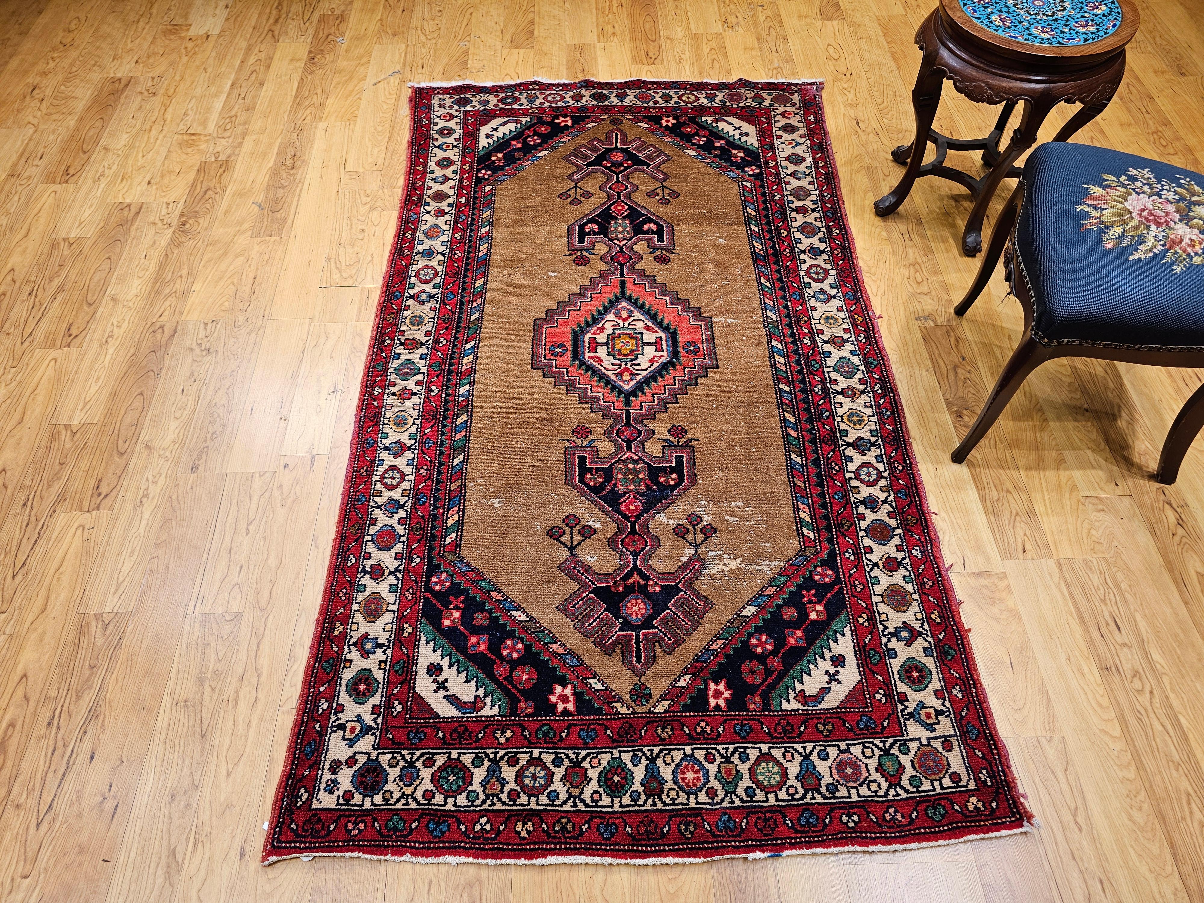 Persischer Malayer-Teppich aus Kamelienhaar, Vintage im Angebot 6