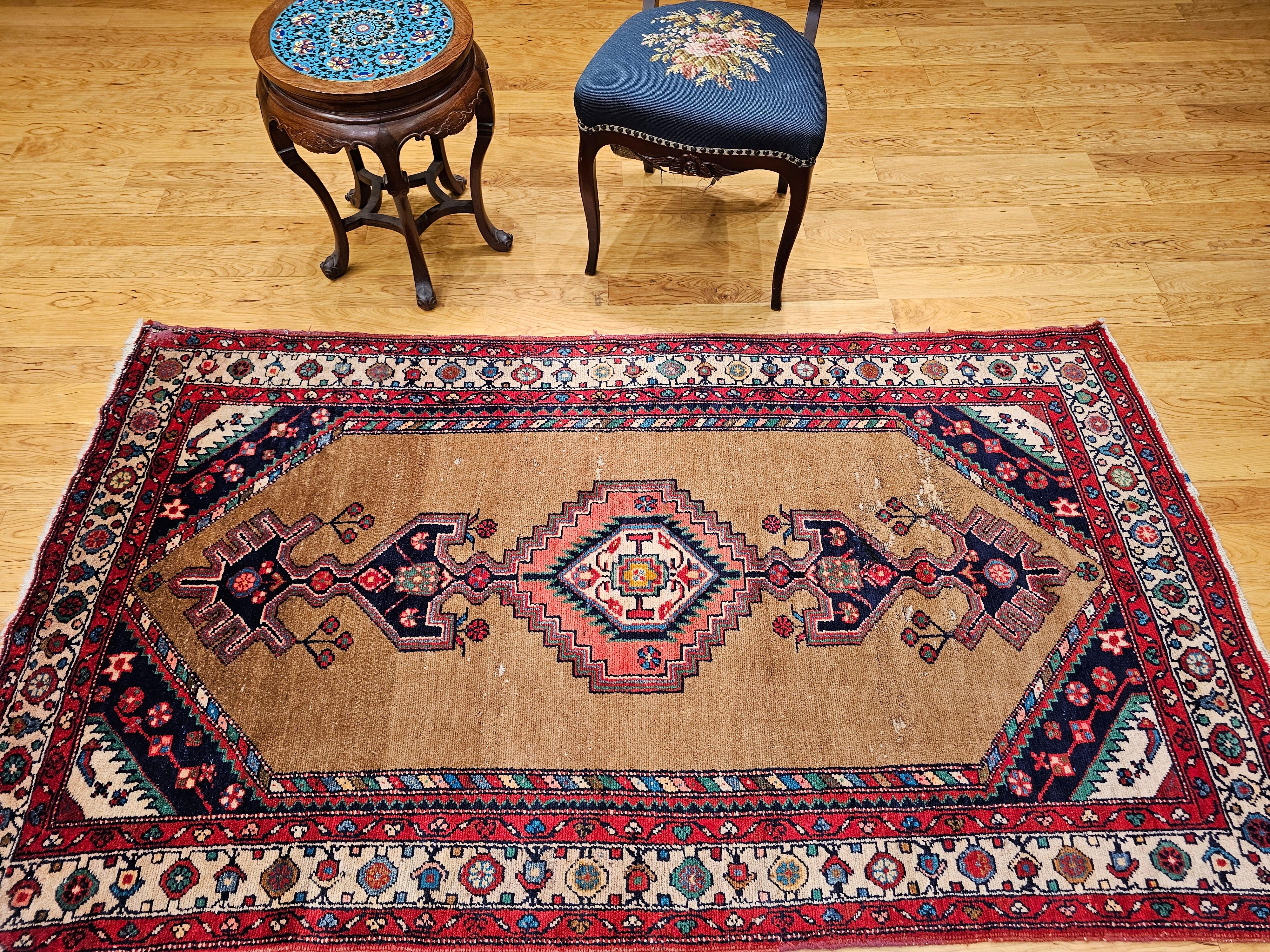 Persischer Malayer-Teppich aus Kamelienhaar, Vintage im Angebot 8