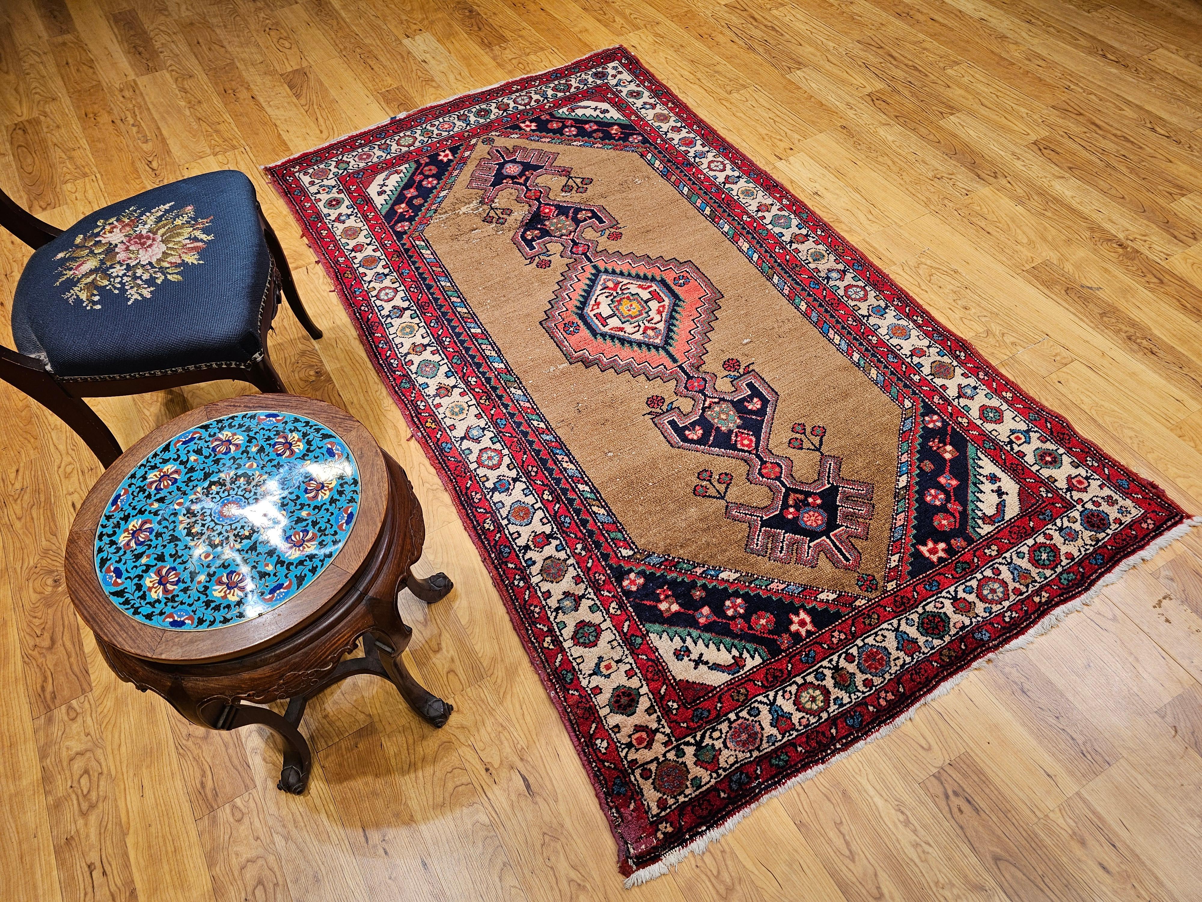 Persischer Malayer-Teppich aus Kamelienhaar, Vintage im Angebot 9