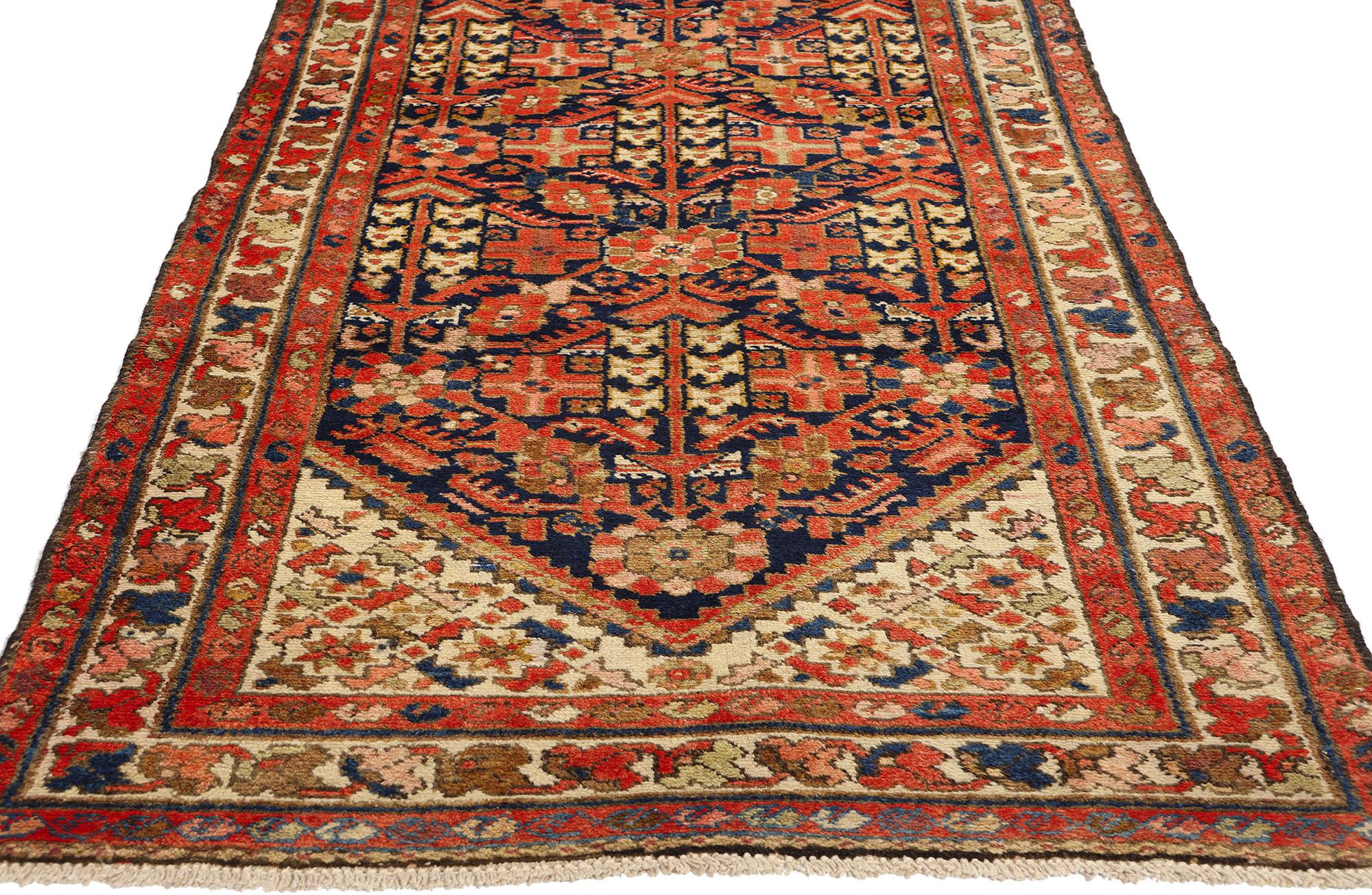 Noué à la main Tapis persan Malayer vintage avec fleur de Hinnai Guli en vente