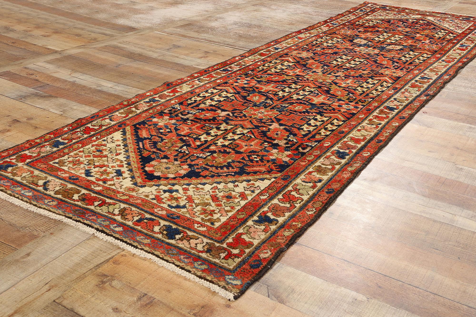 Laine Tapis persan Malayer vintage avec fleur de Hinnai Guli en vente