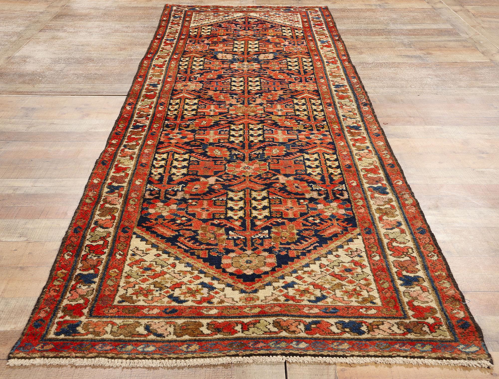 Tapis persan Malayer vintage avec fleur de Hinnai Guli en vente 1