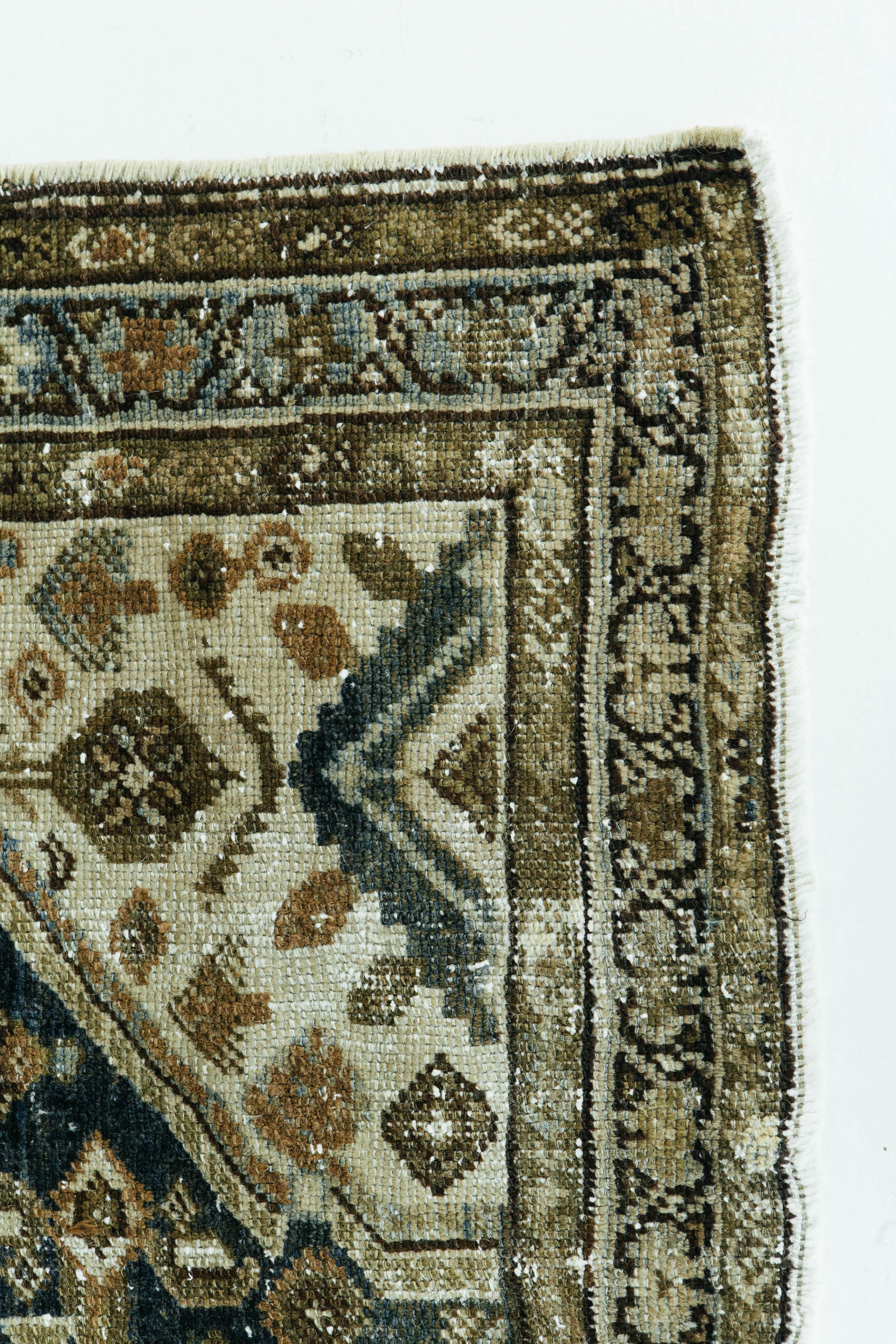 This Persian Malayer has bold and eye catching geometric shapes and patterns. In Malayer and the small villages surrounding it, production was mostly done by individual weavers in the 19th and early 20th centuries. Its distinct style and detailed