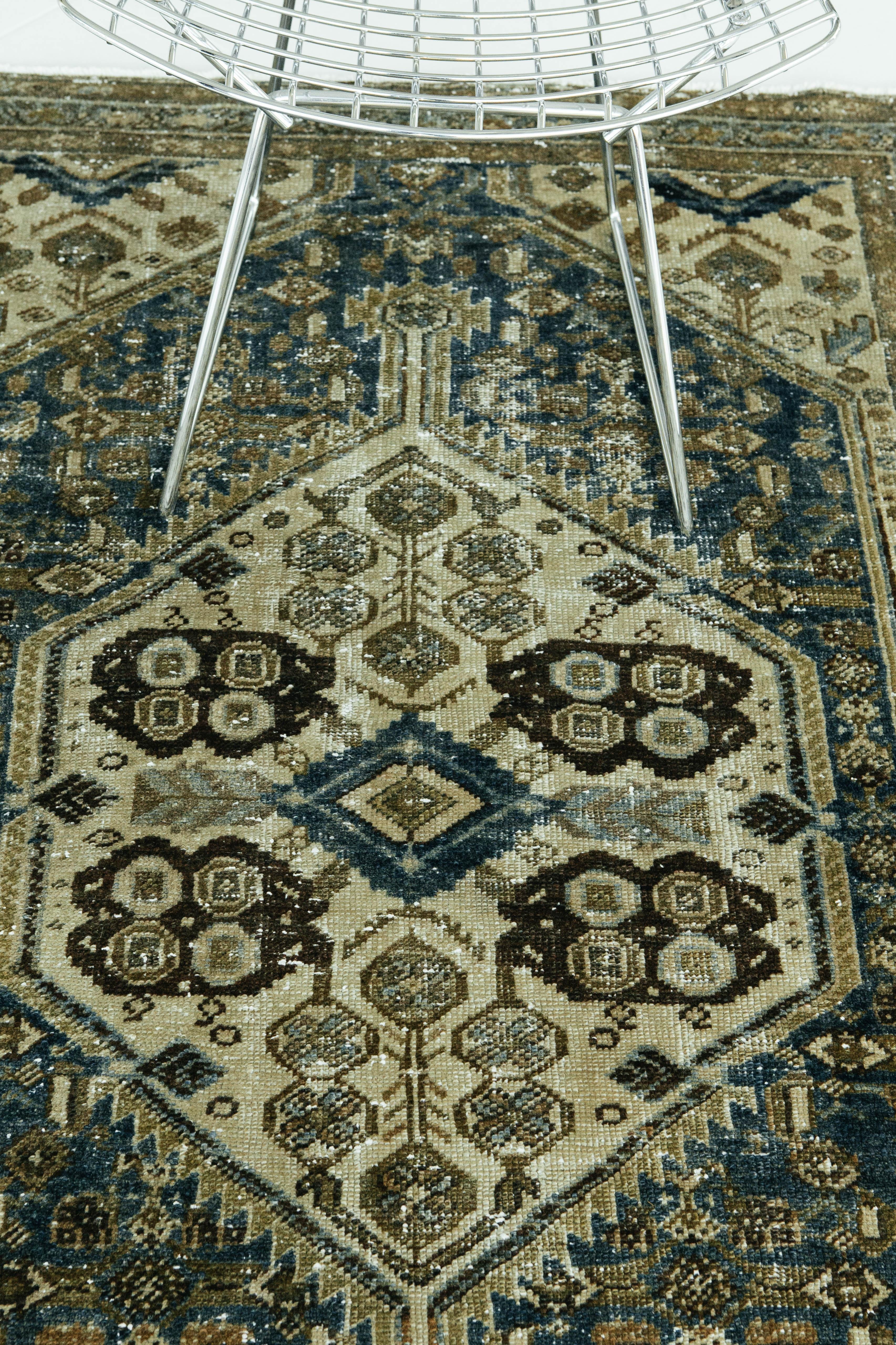 Hand-Knotted Vintage Persian Malayer For Sale