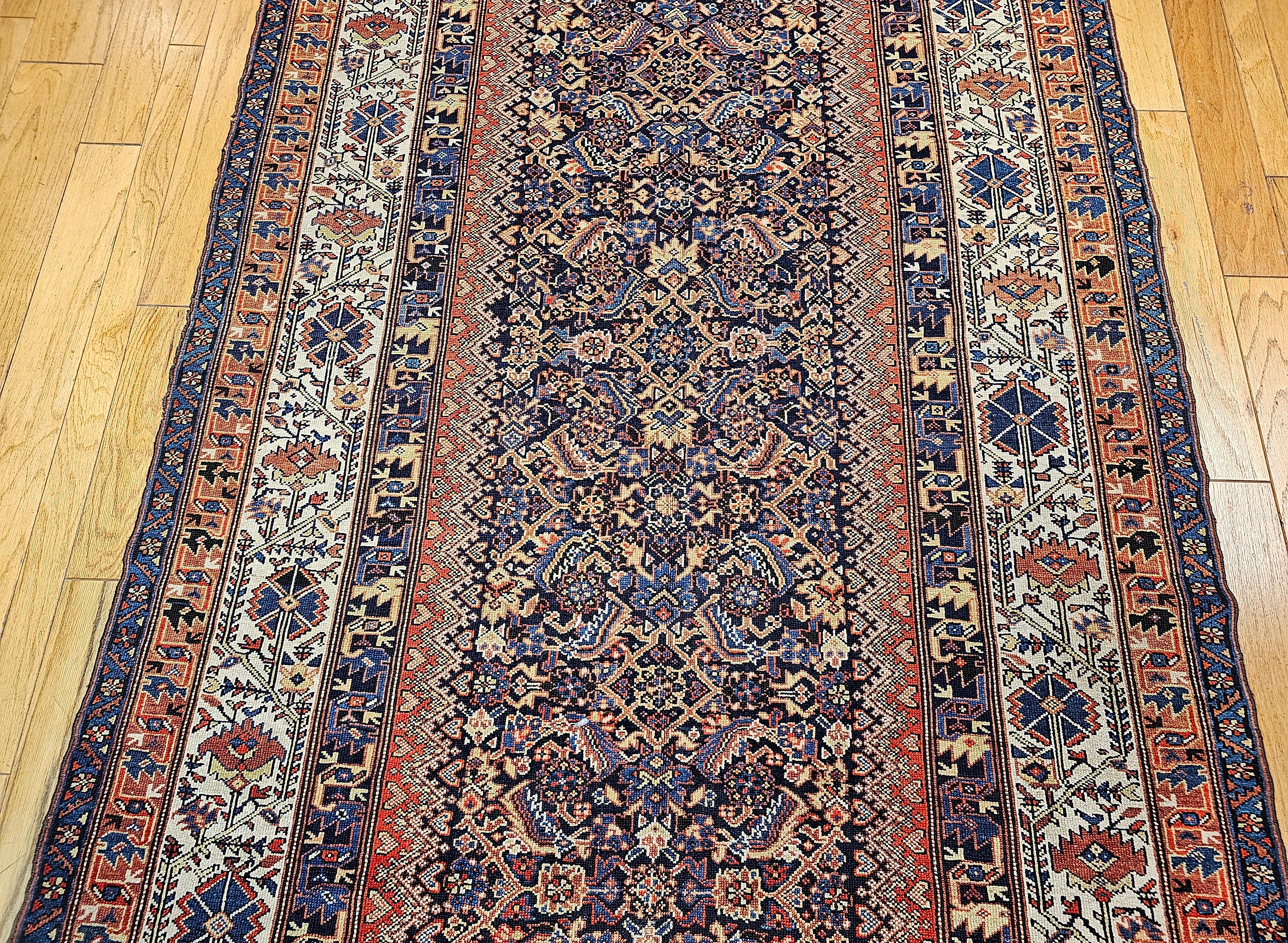 Teinture végétale Tapis persan Malayer Gallery vintage à motif Herati en vente