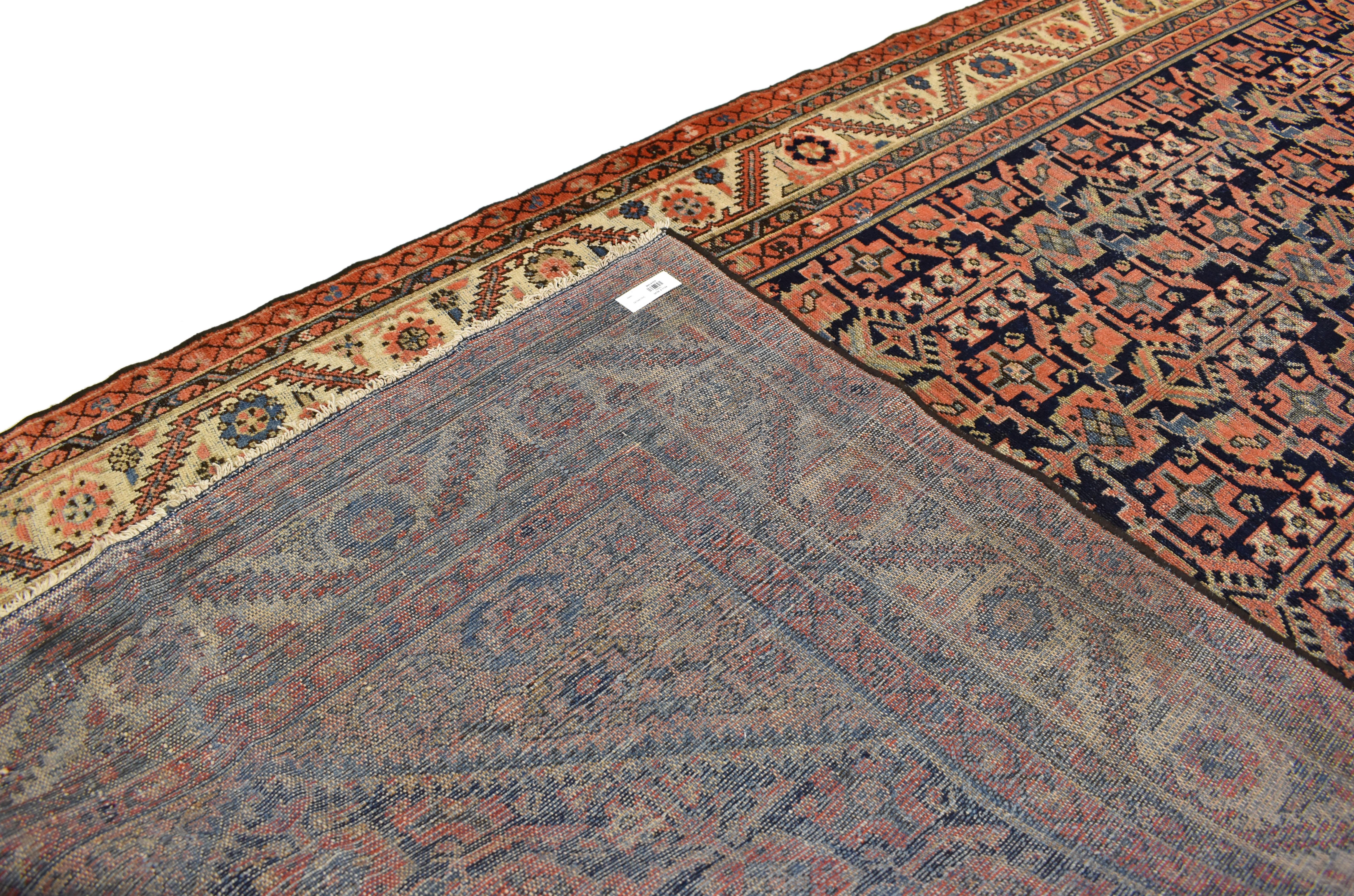 Hand-Knotted Vintage Persian Malayer Gallery Rug with Guli Hinnai Flower, Wide Hallway Runner For Sale