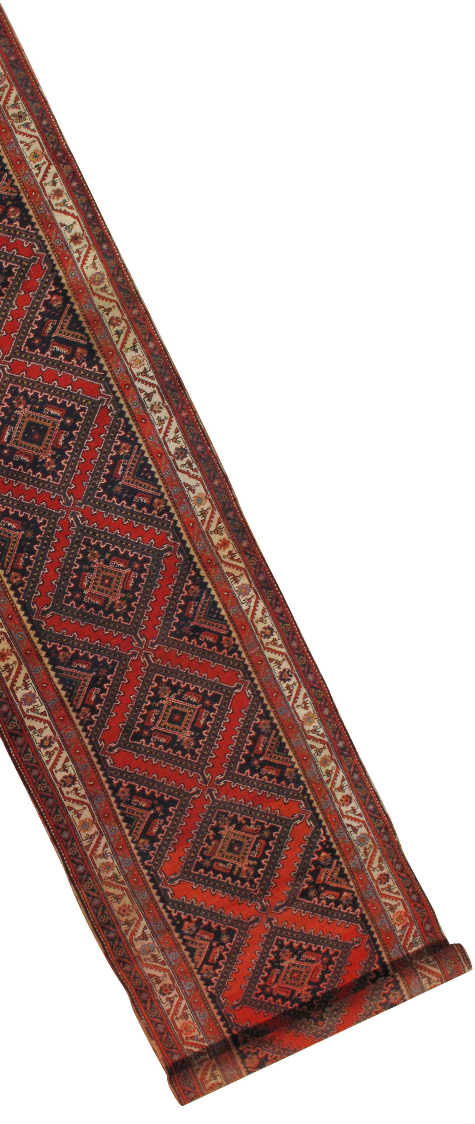 Runner persiano vintage Malayer annodato a mano 3'6 x 14'6 in vendita 1