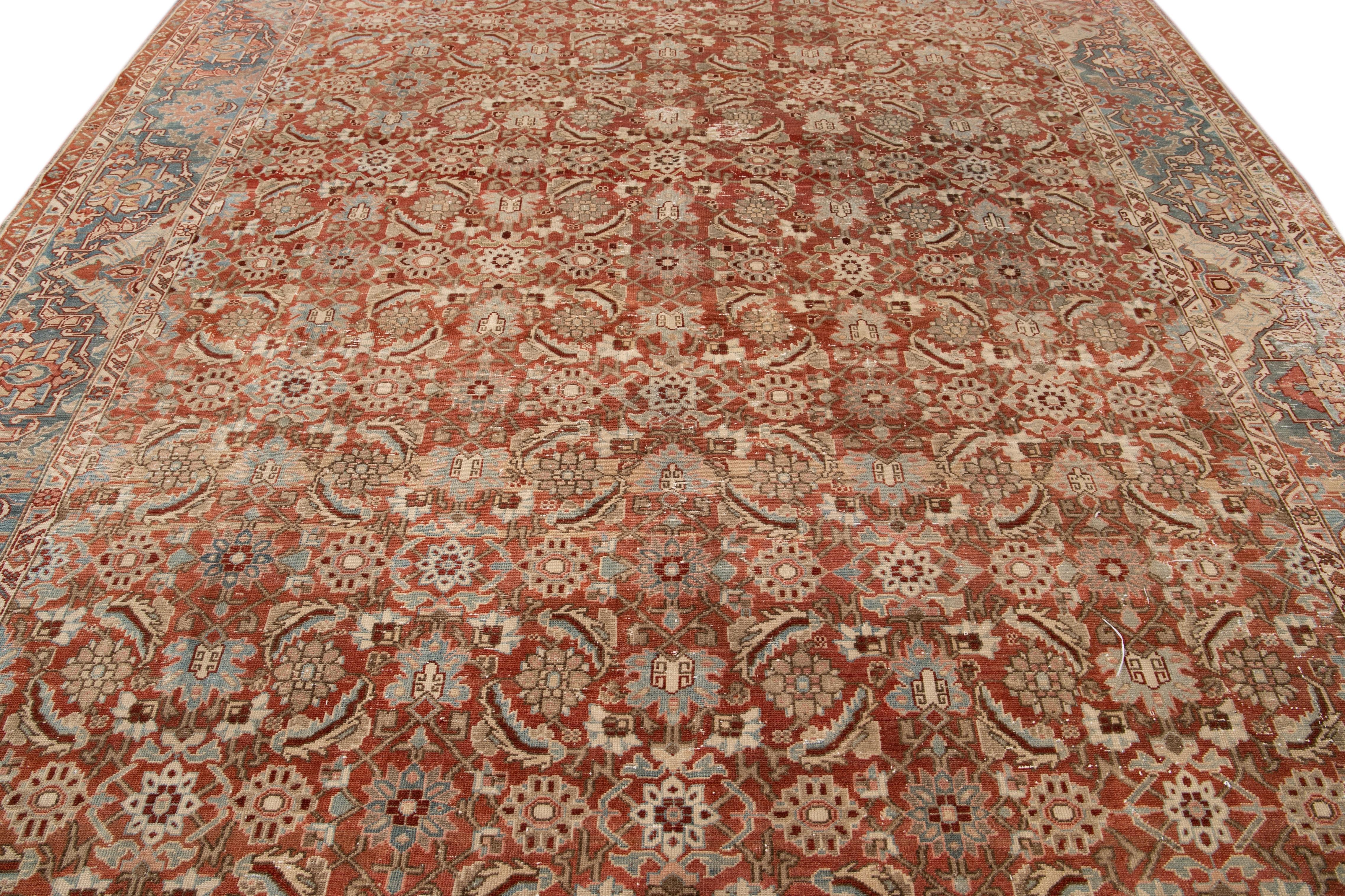 Vintage Persian Malayer Handmade Wool Rug For Sale 8