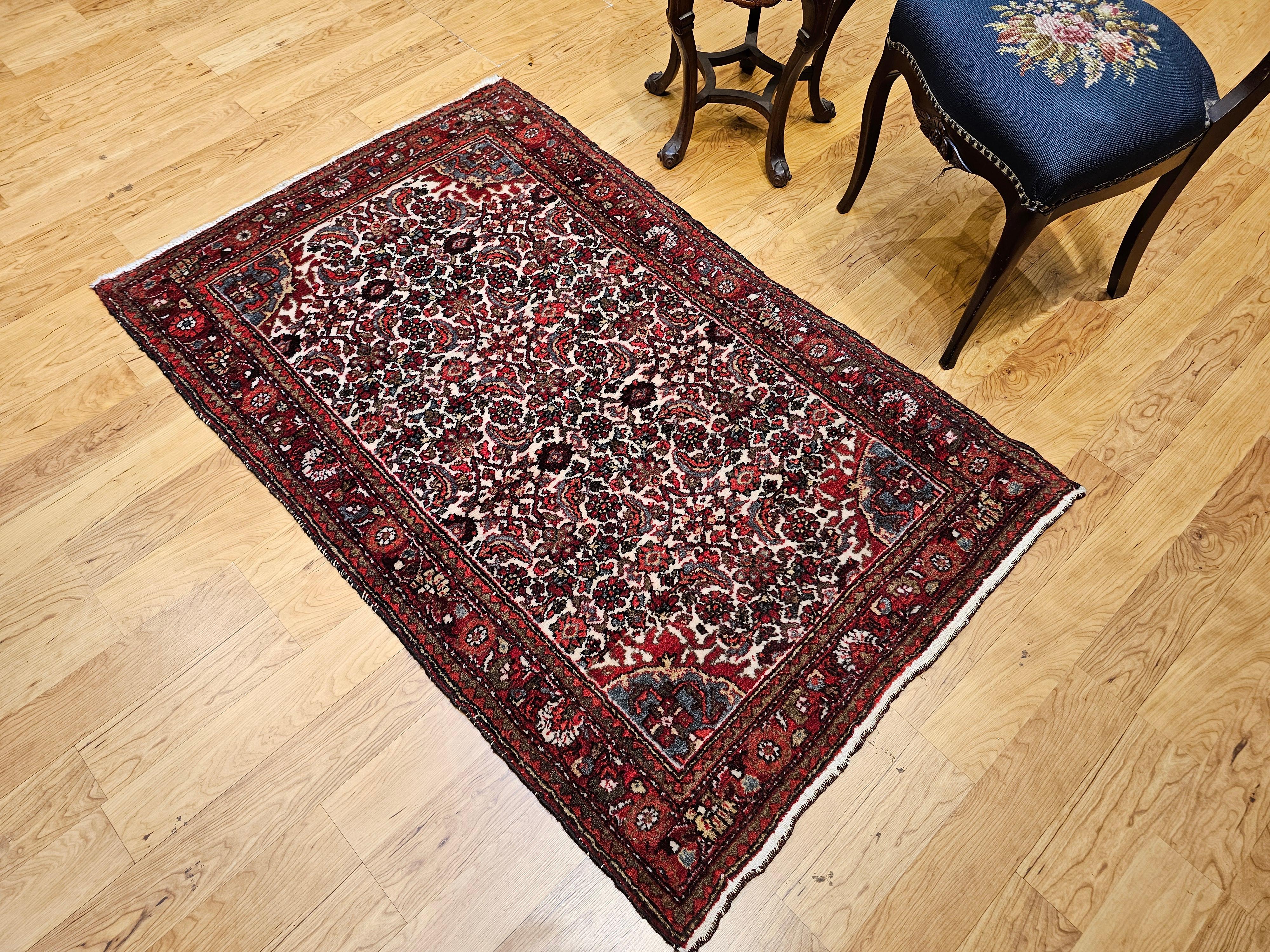 Malayer persan vintage à motif géométrique sur toute sa surface Bon état - En vente à Barrington, IL