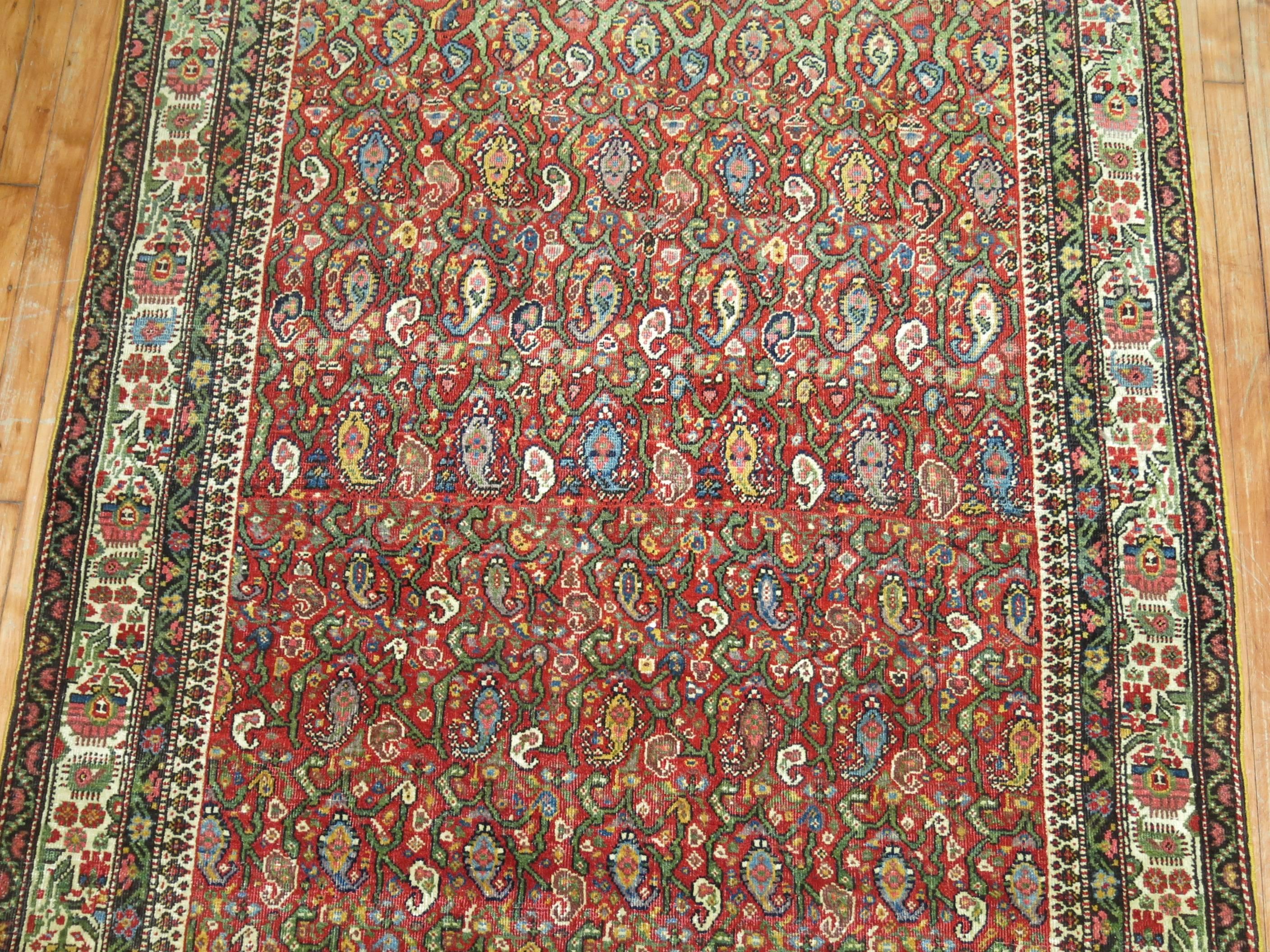 Hand-Woven Traditional Red Persian Malayer Intermediate Gallery Size Rug For Sale