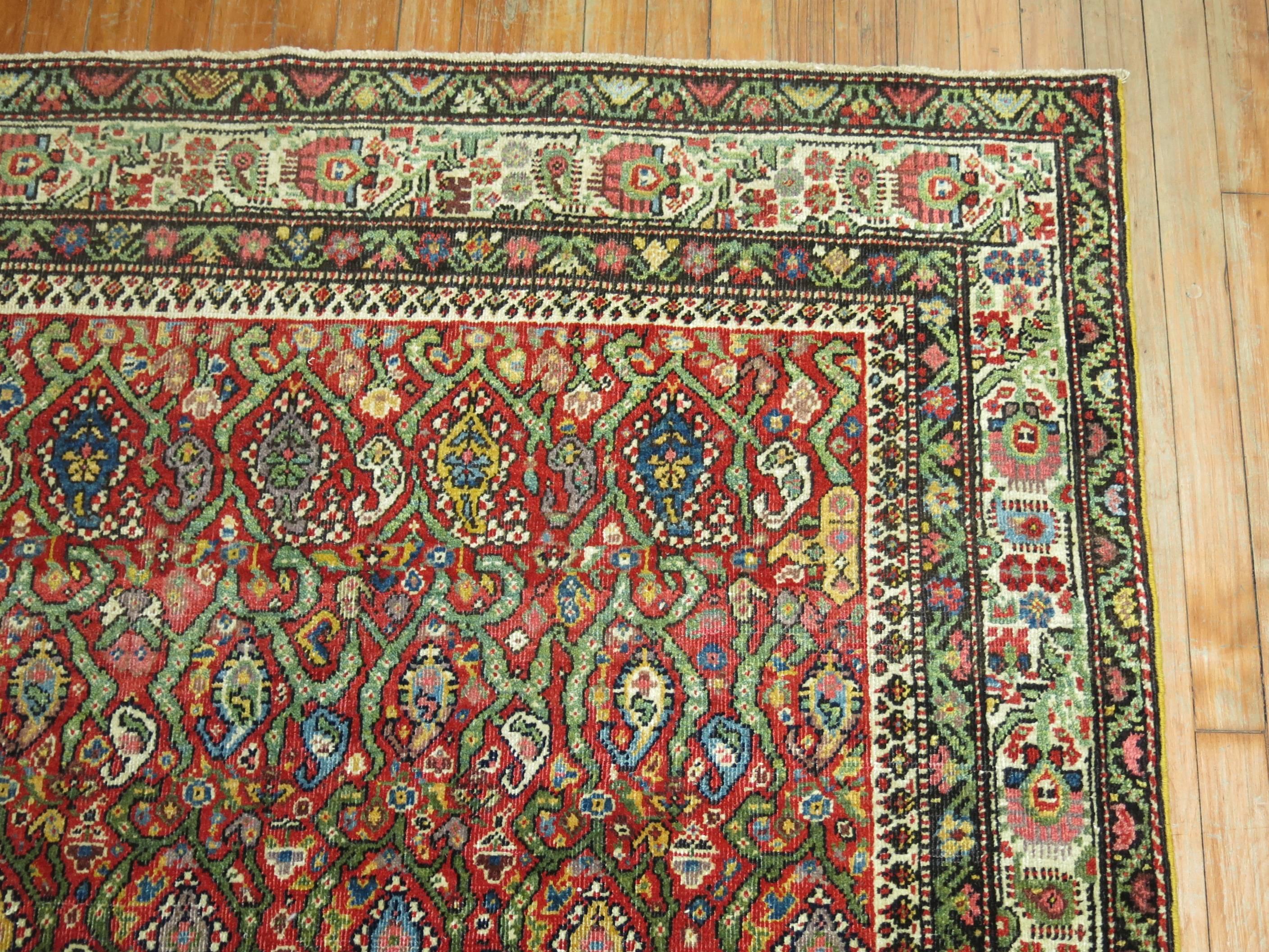 Traditional Red Persian Malayer Intermediate Gallery Size Rug In Good Condition For Sale In New York, NY