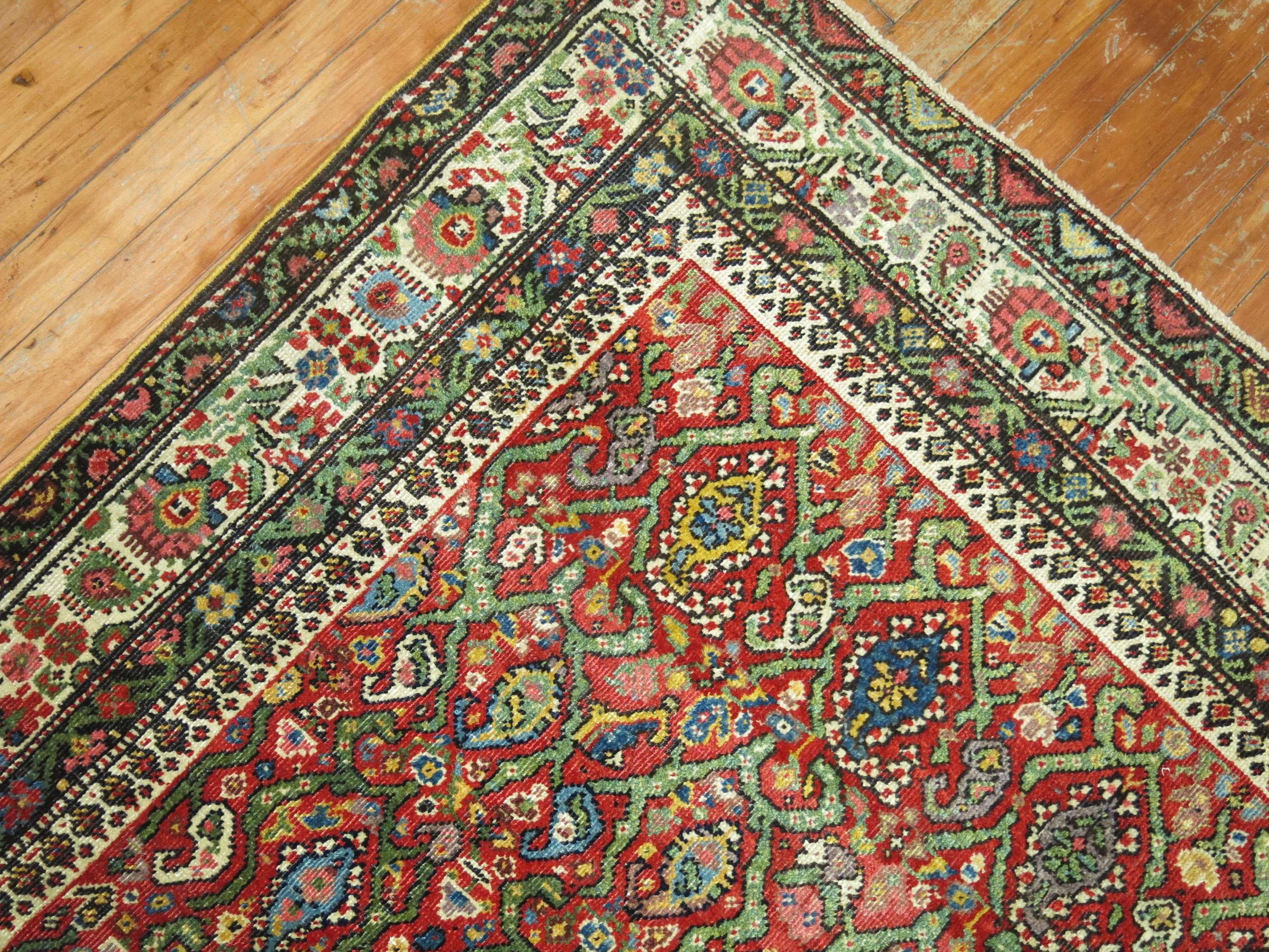 Mid-20th Century Traditional Red Persian Malayer Intermediate Gallery Size Rug For Sale