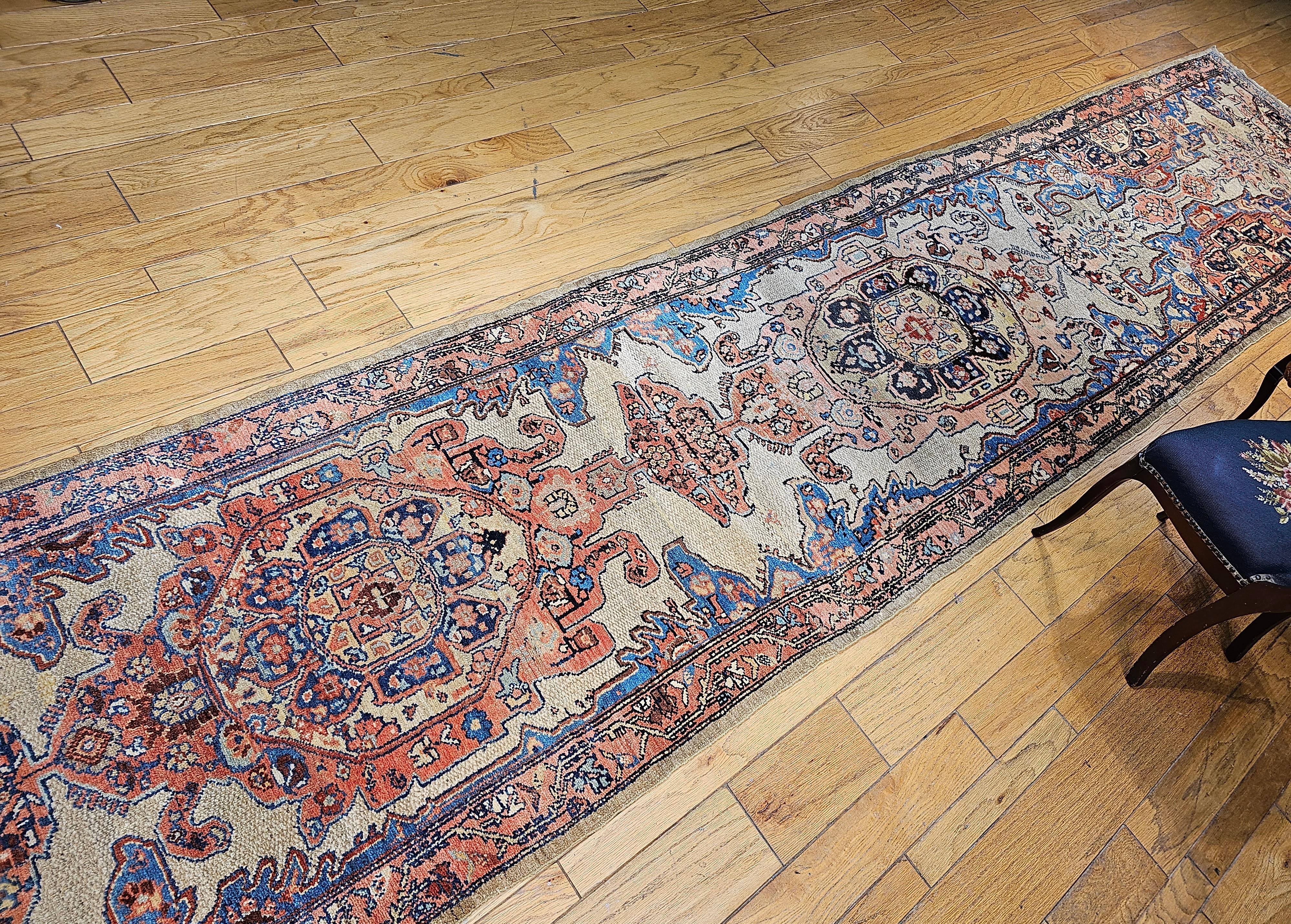 Vintage Persian Malayer Long Runner in Camelhair, Blue, Rust, Navy, Pink For Sale 4
