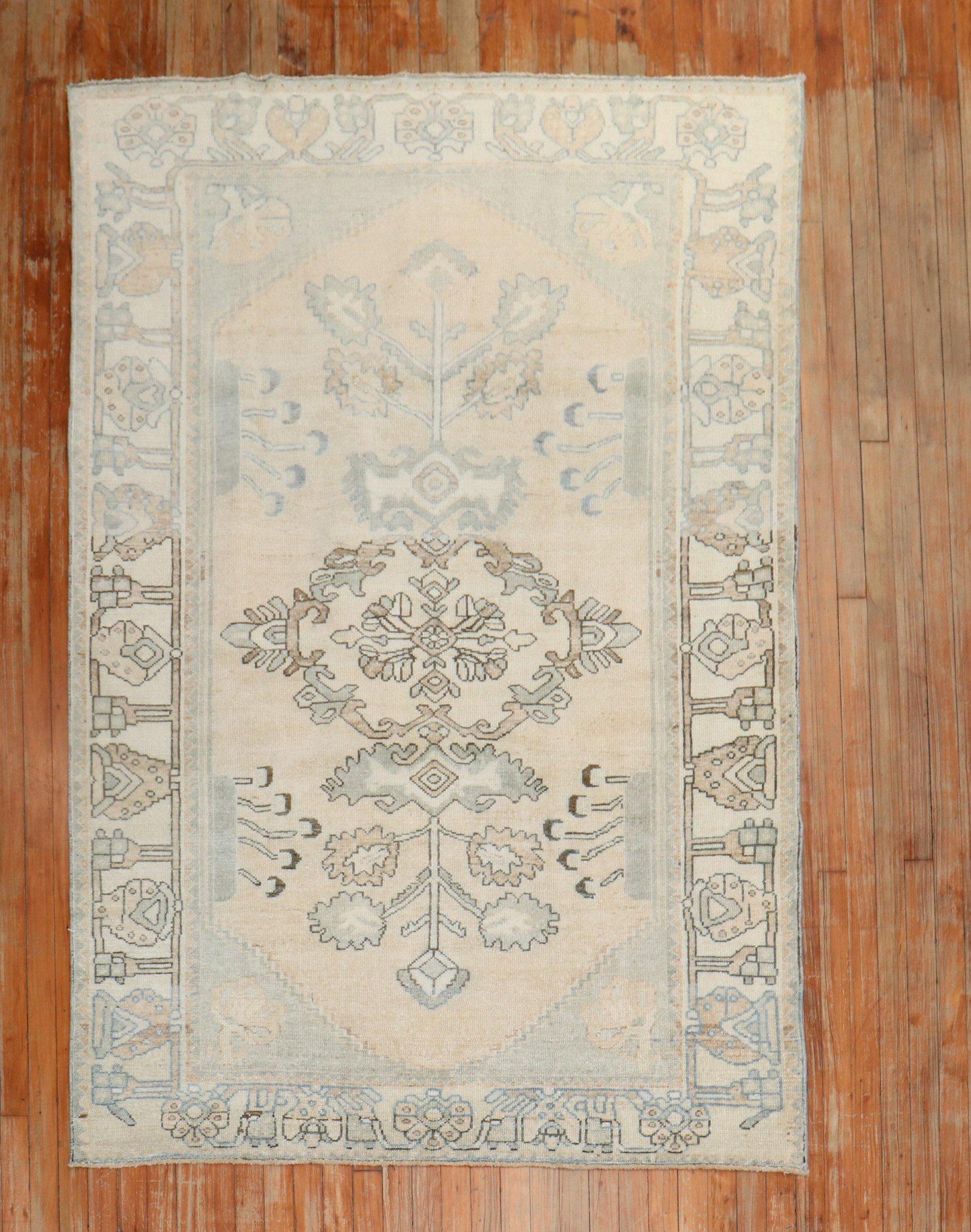 Hand-Woven Vintage Persian Malayer Neutral Rug For Sale