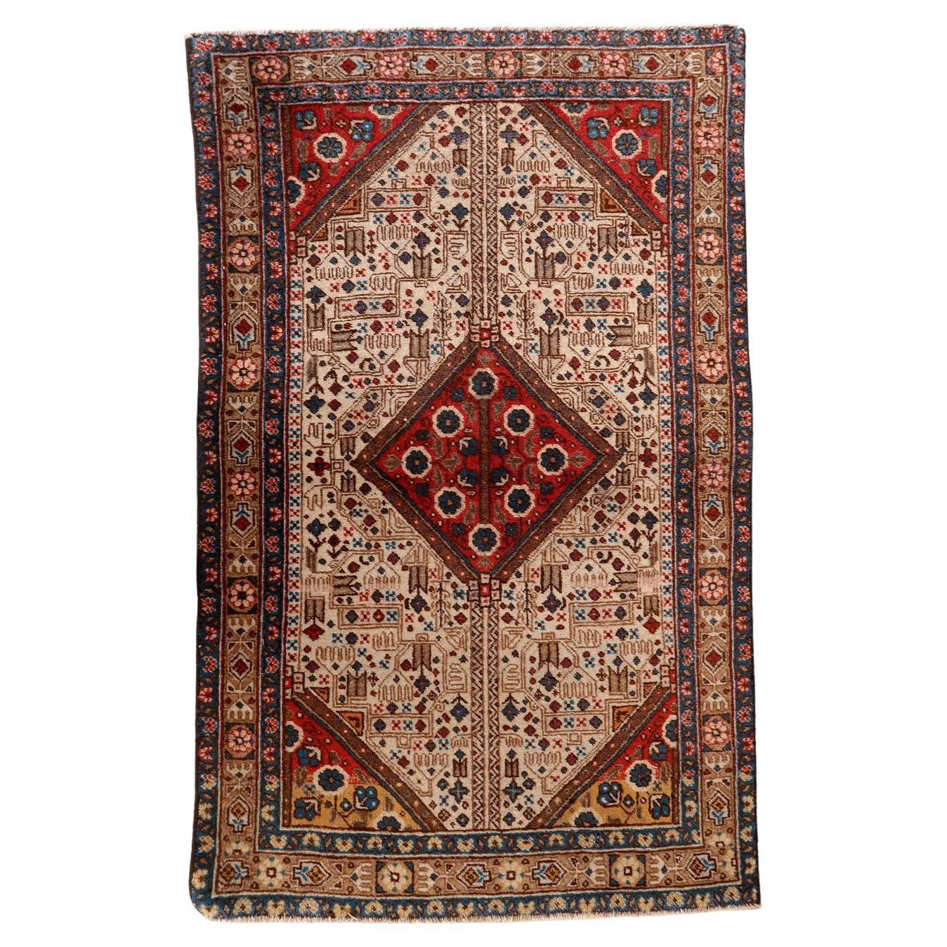 Vintage Persian Malayer Rug - 1930s - Hand-Knotted Wool - 2.8' x 4.3' -1C1255