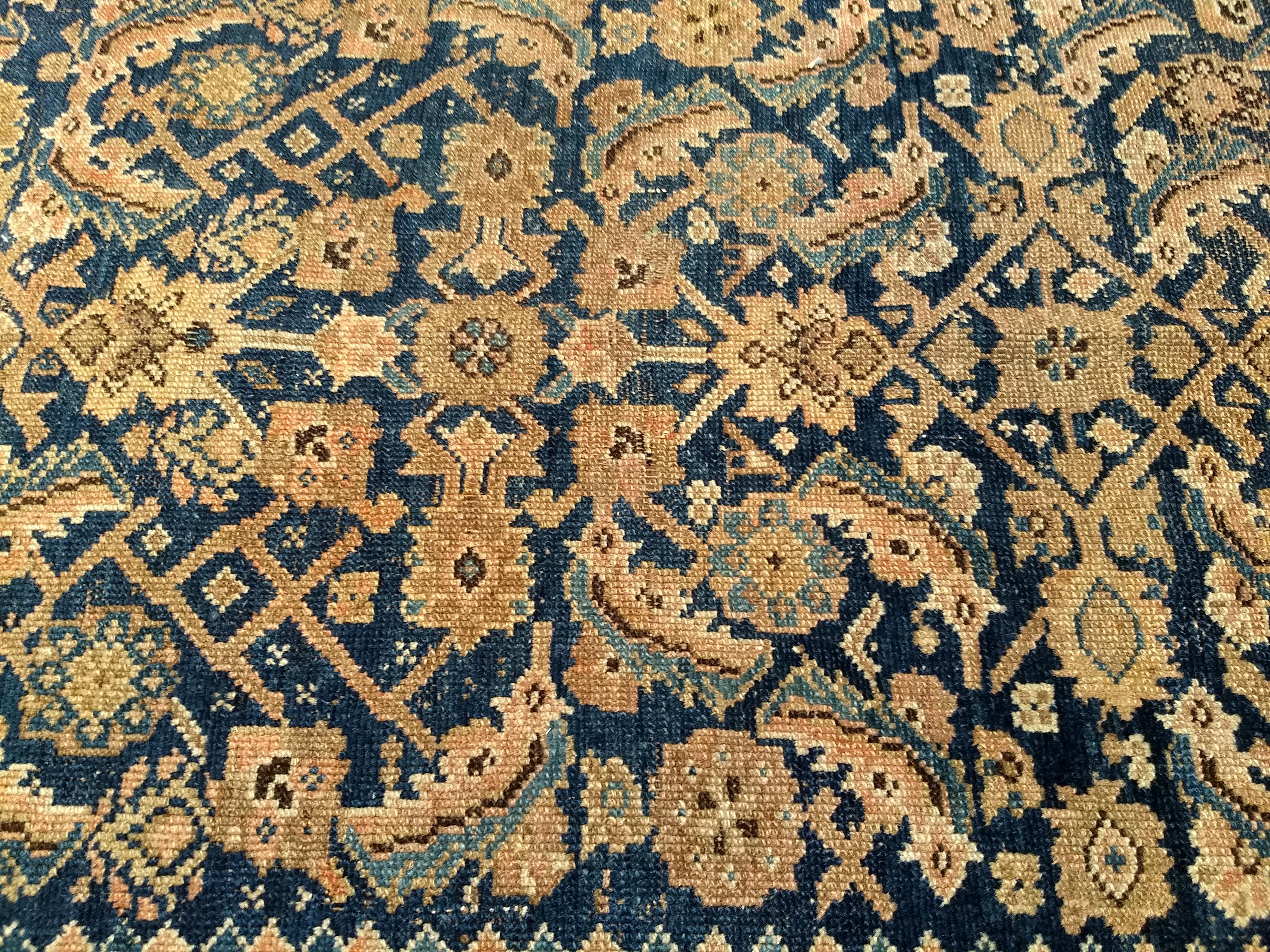 Persischer Malayer Teppich im Allover-Design in Marineblau, Braun und Elfenbein im Angebot 5