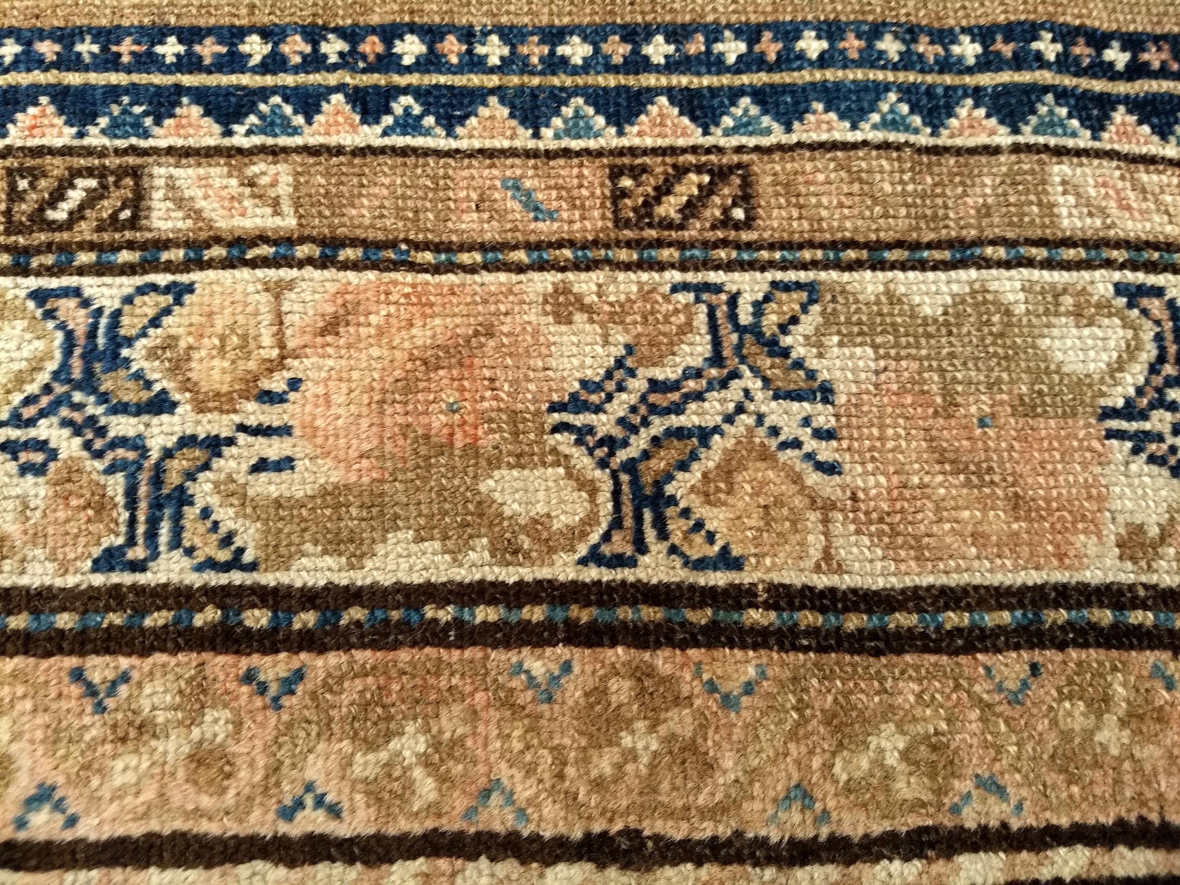 Vintage Persian Malayer Area Rug in Allover Design in Navy Blue, Brown, Ivory For Sale 6