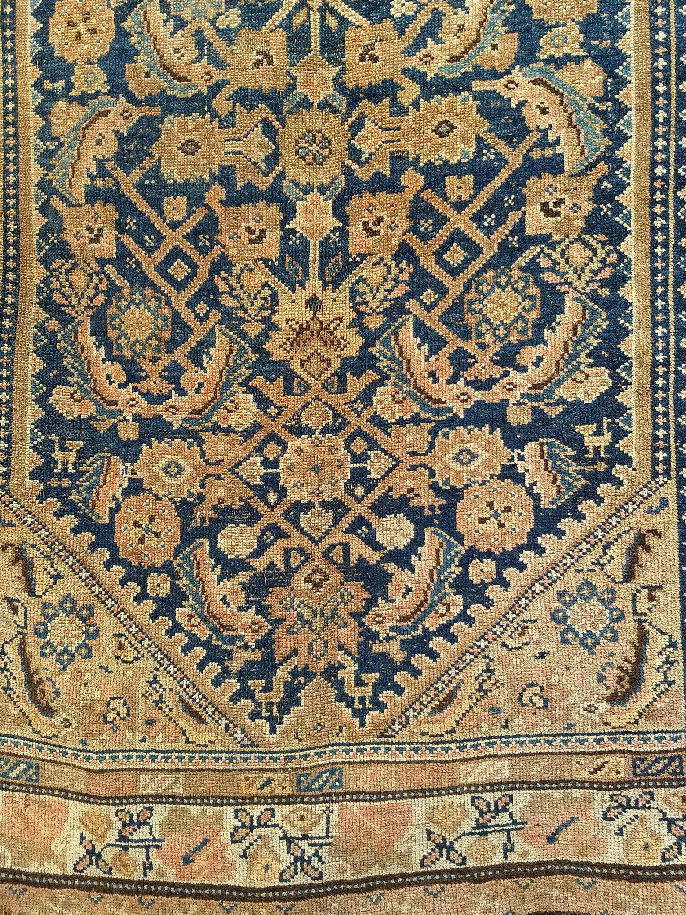 Vintage Persian Malayer Area Rug in Allover Design in Navy Blue, Brown, Ivory In Good Condition For Sale In Barrington, IL