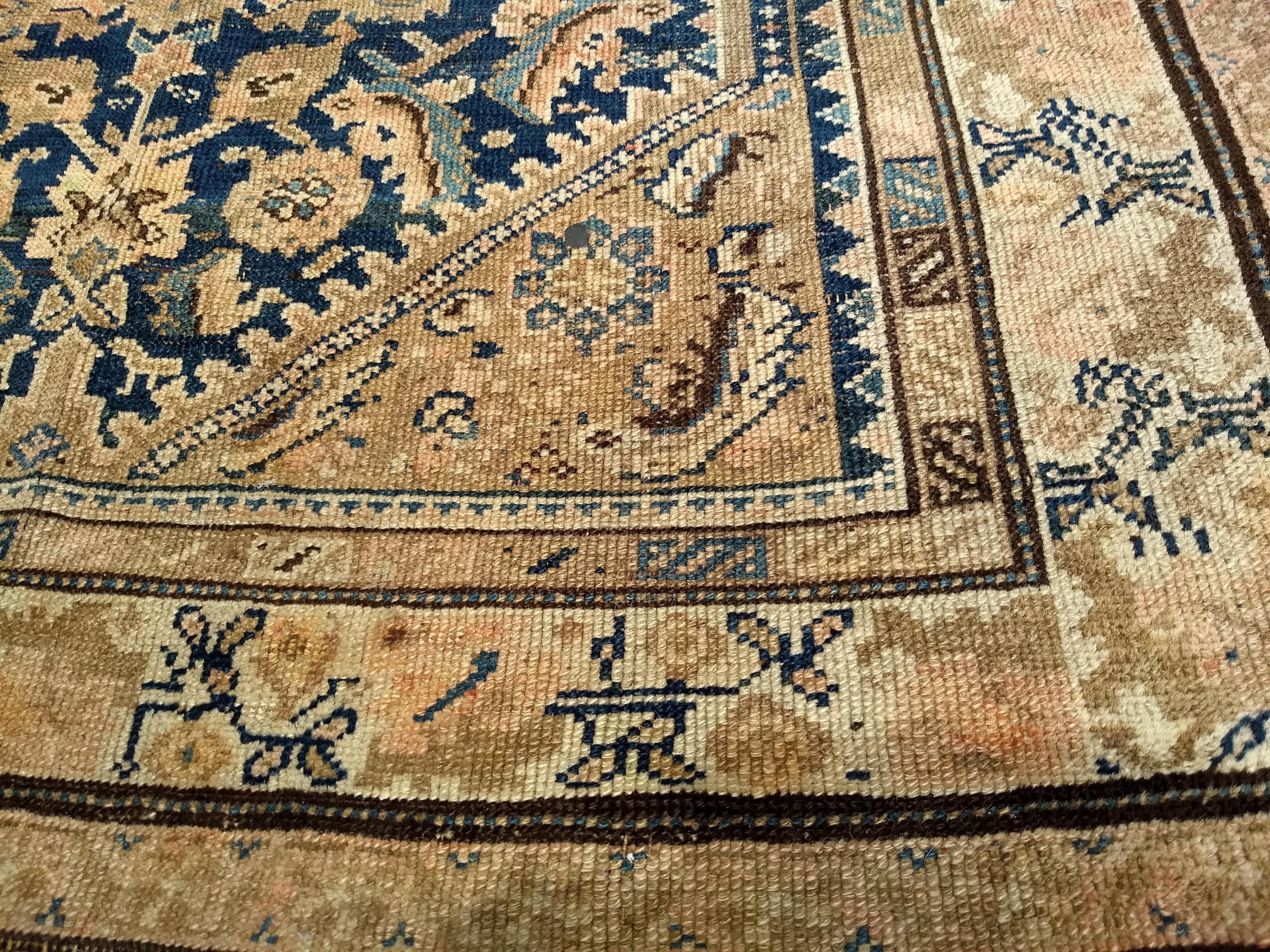 Vintage Persian Malayer Area Rug in Allover Design in Navy Blue, Brown, Ivory For Sale 2